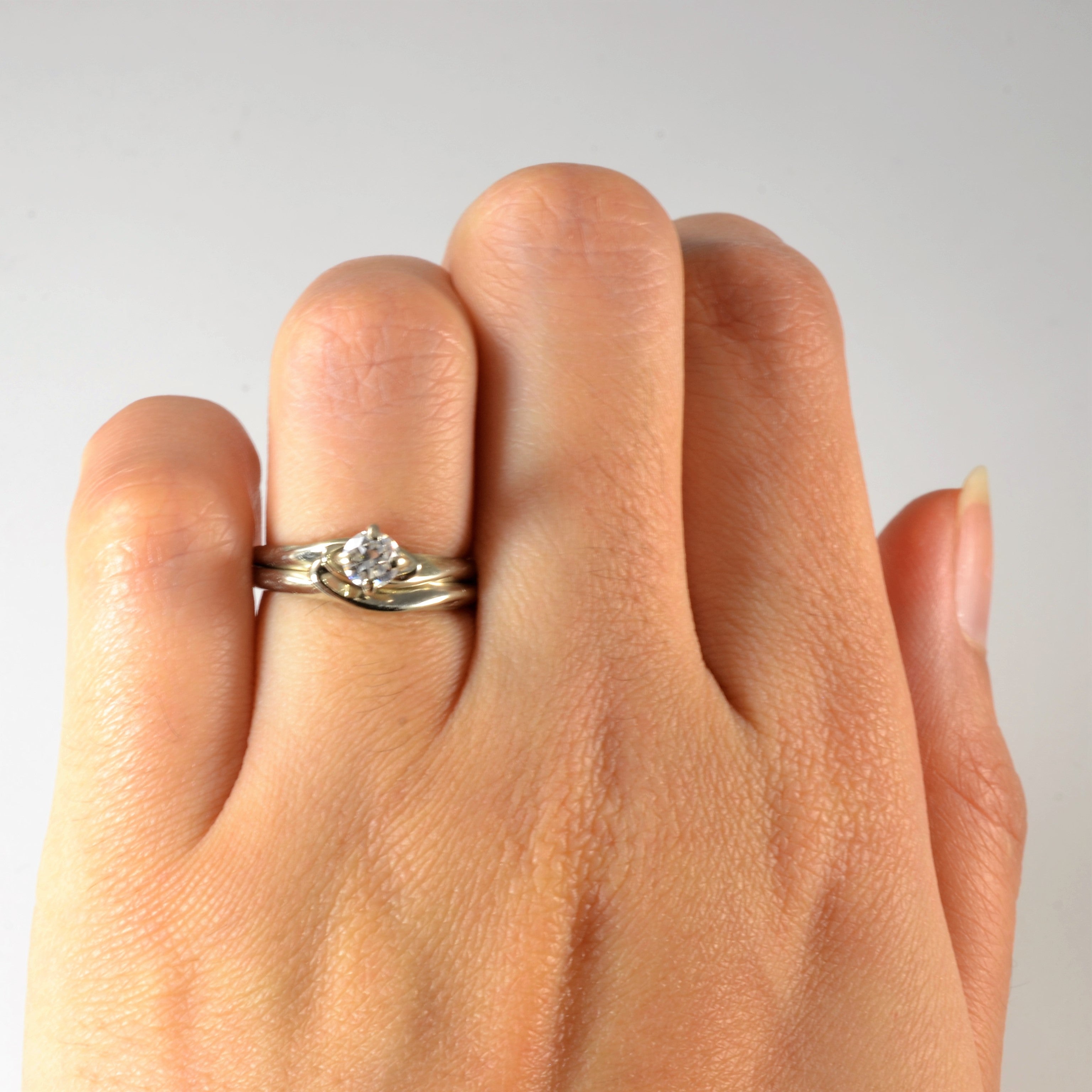 White Gold Bypass Diamond Wedding Set | 0.25ct | SZ 4.75 |