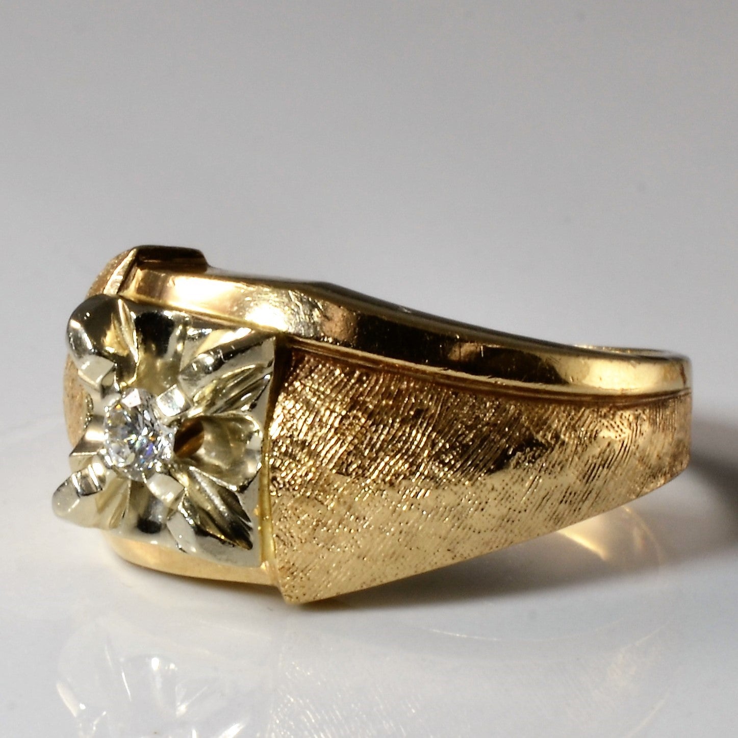Claw Set Diamond Brushed Ring | 0.13ct | SZ 8.75 |