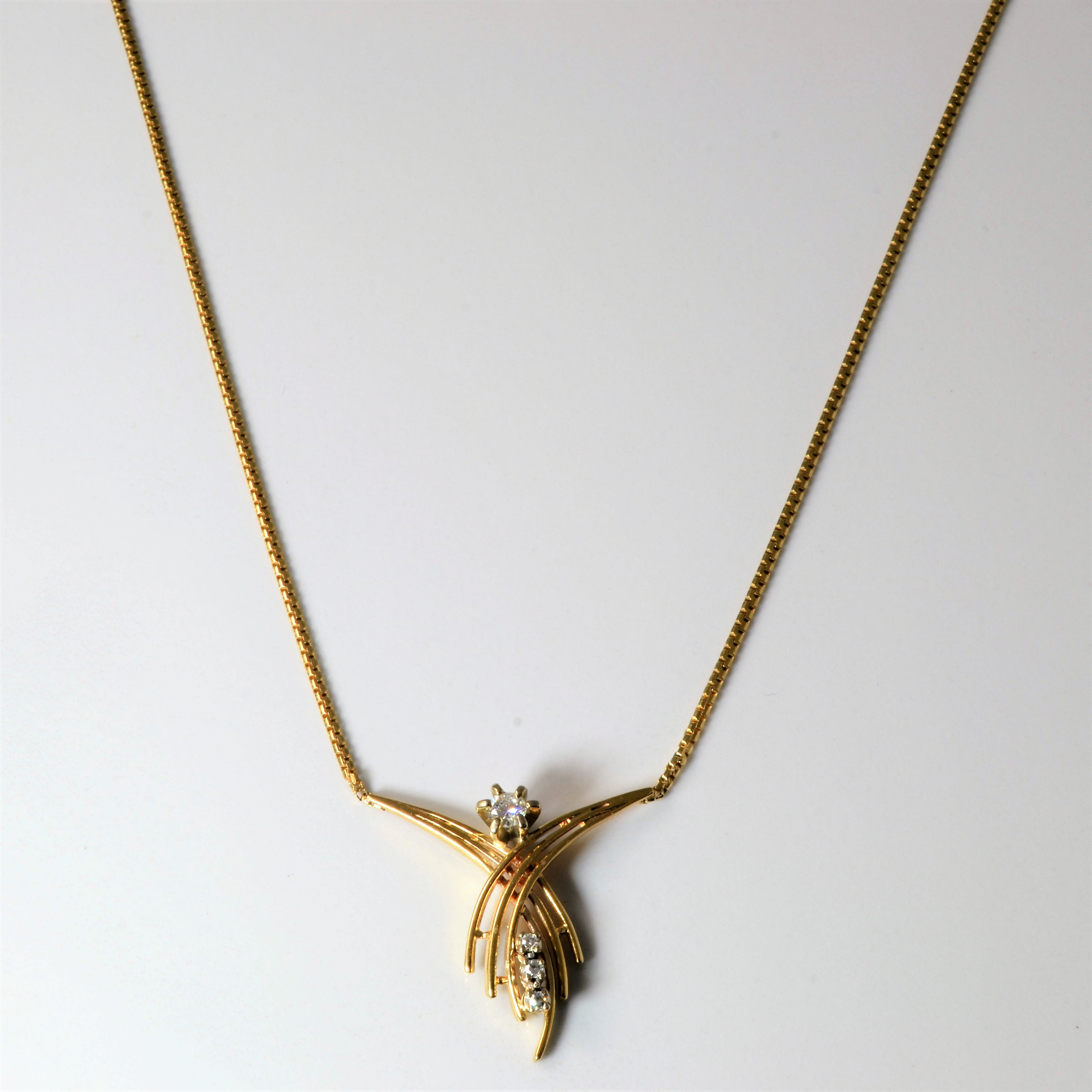 Prong Set Diamond Crossover Necklace | 0.22ctw | 16"|