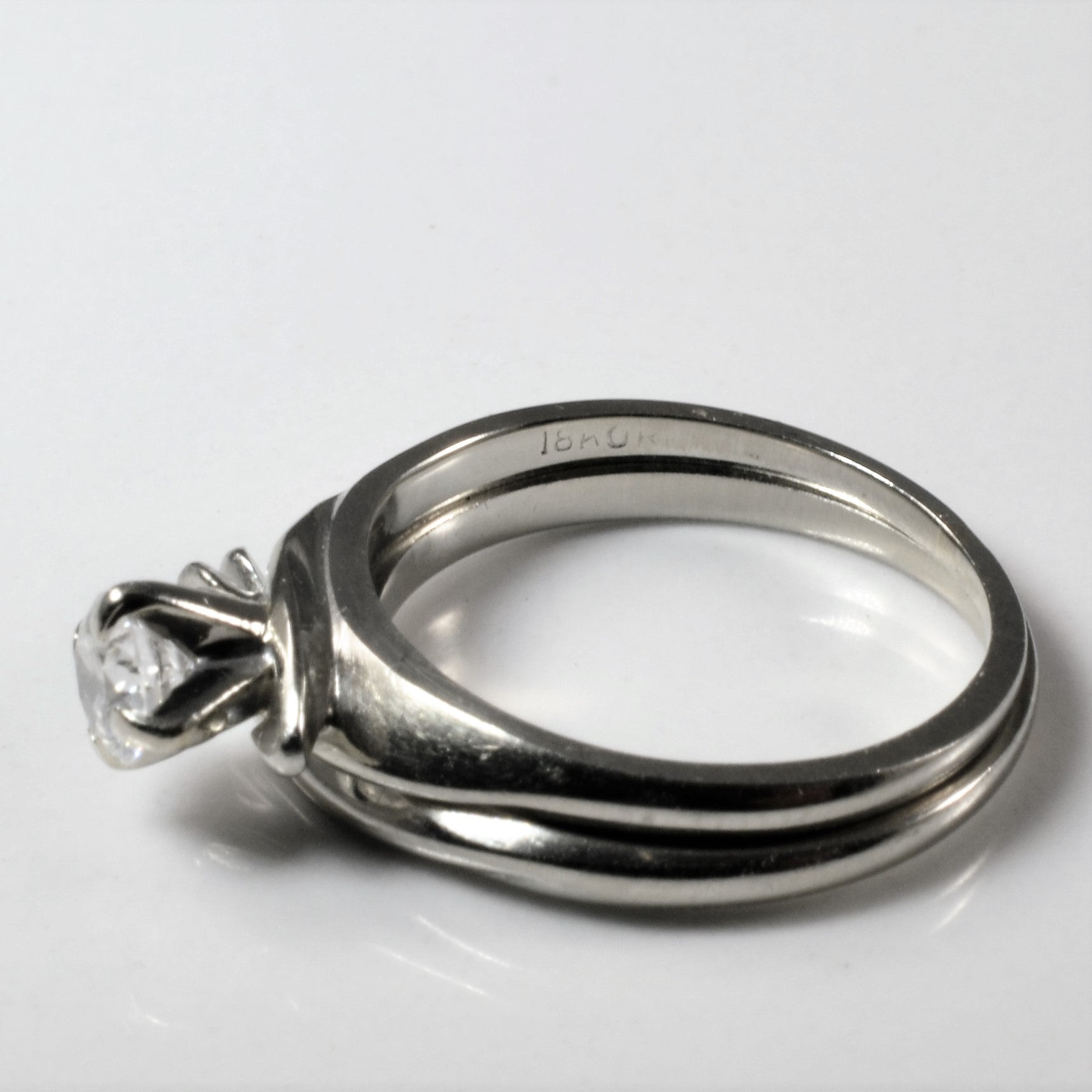 White Gold Bypass Diamond Wedding Set | 0.25ct | SZ 4.75 |