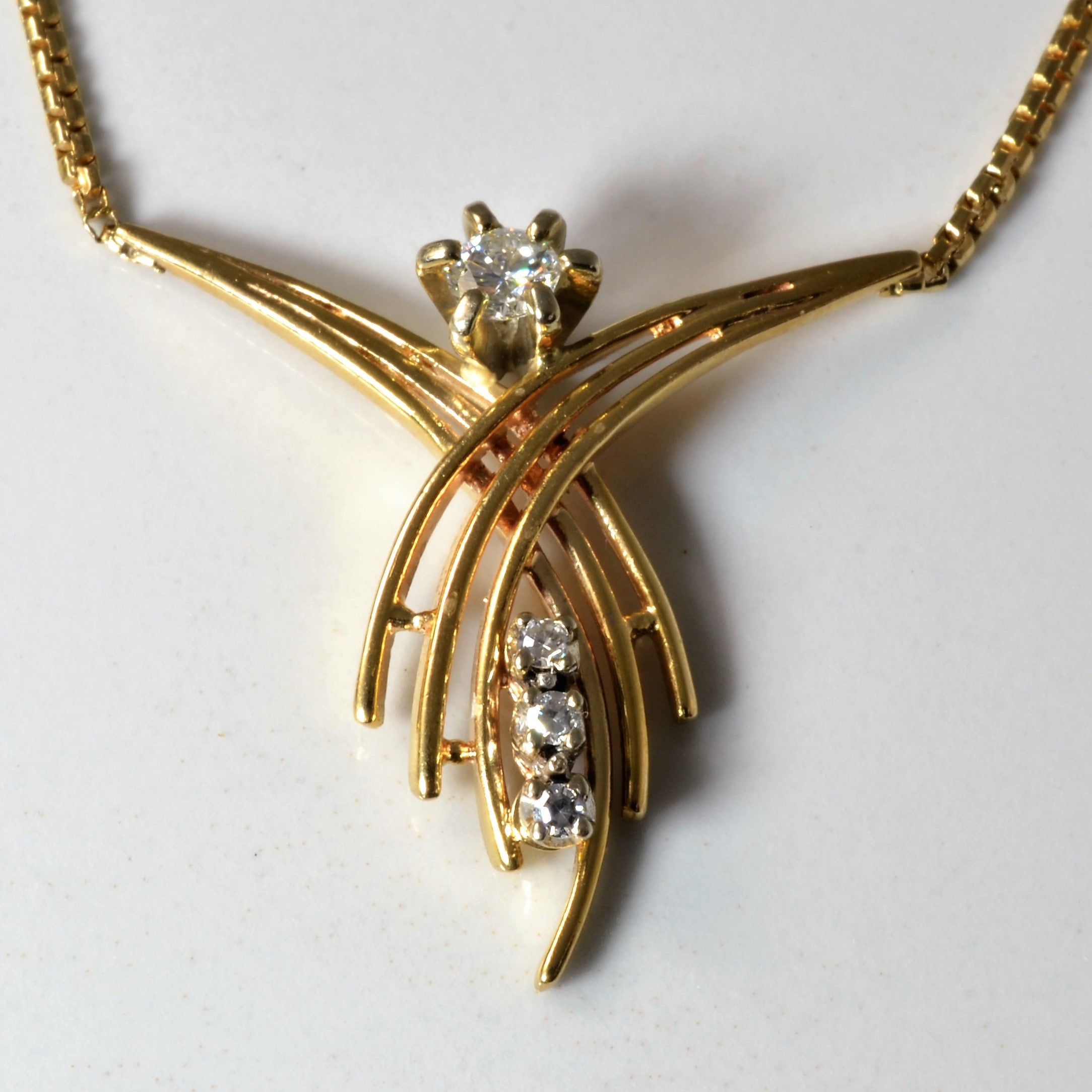 Prong Set Diamond Crossover Necklace | 0.22ctw | 16"|