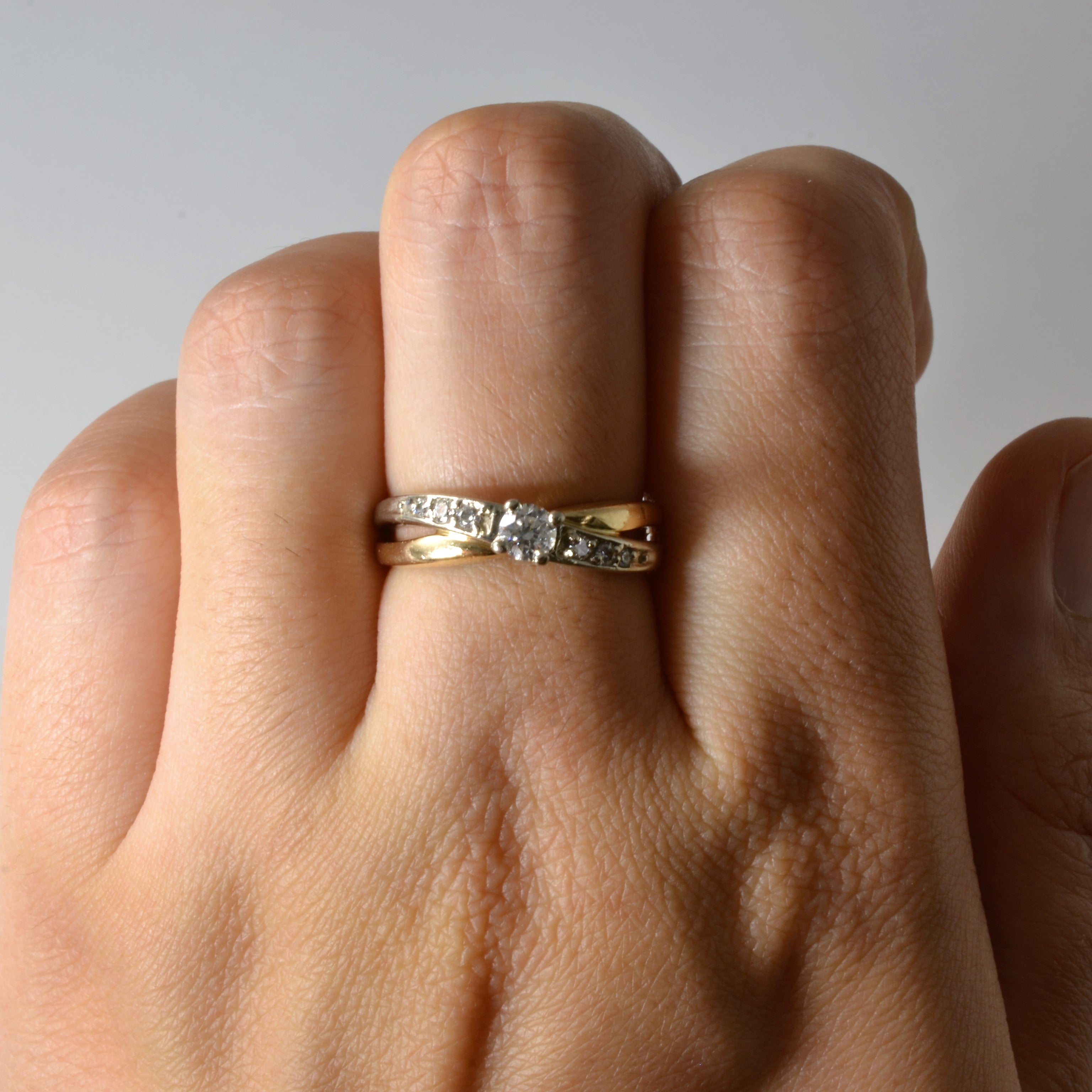 Two Tone Bypass Diamond Ring | 0.27ctw | SZ 6.25 |