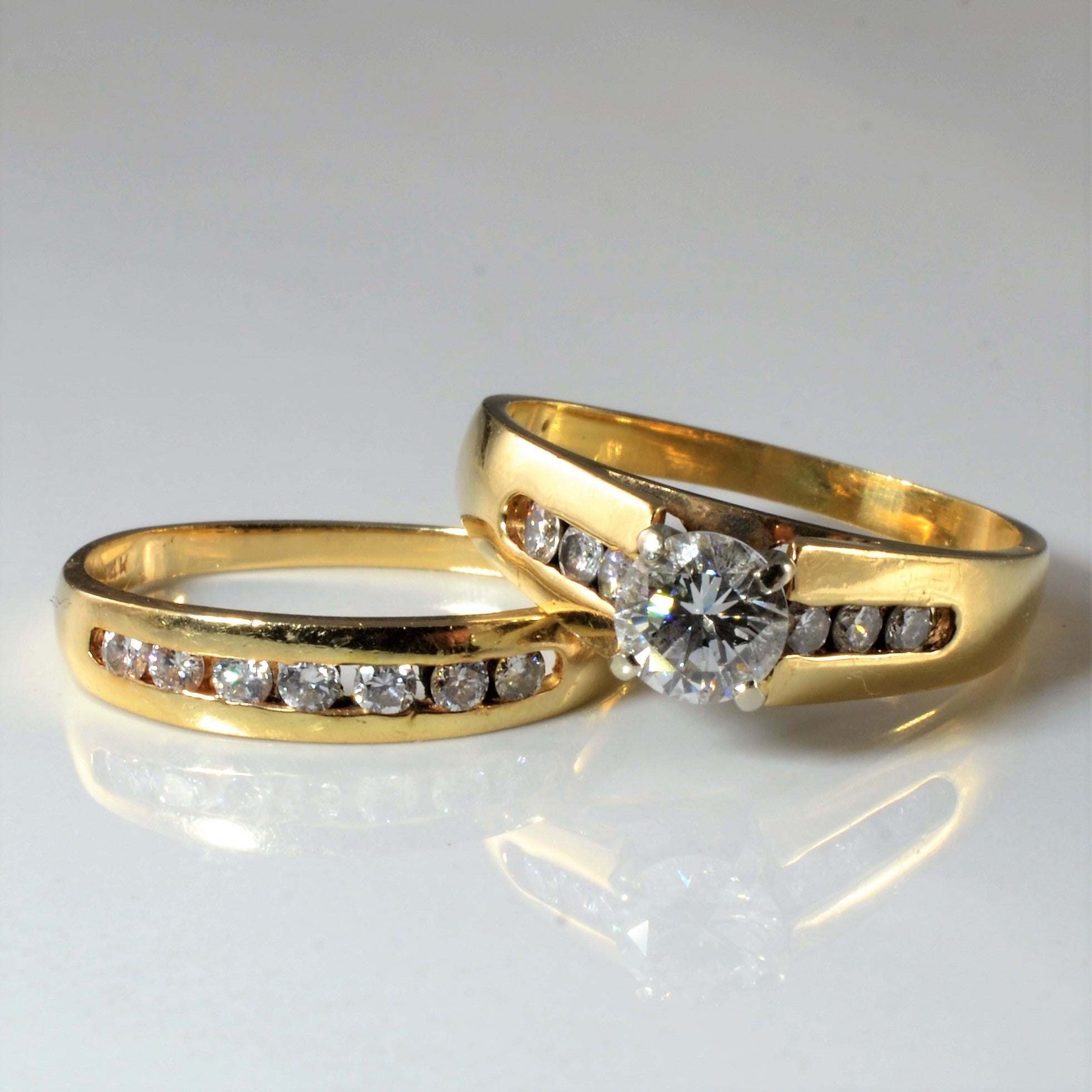 Channel Diamond Wedding Set | 0.77ctw | SZ 6.5 |