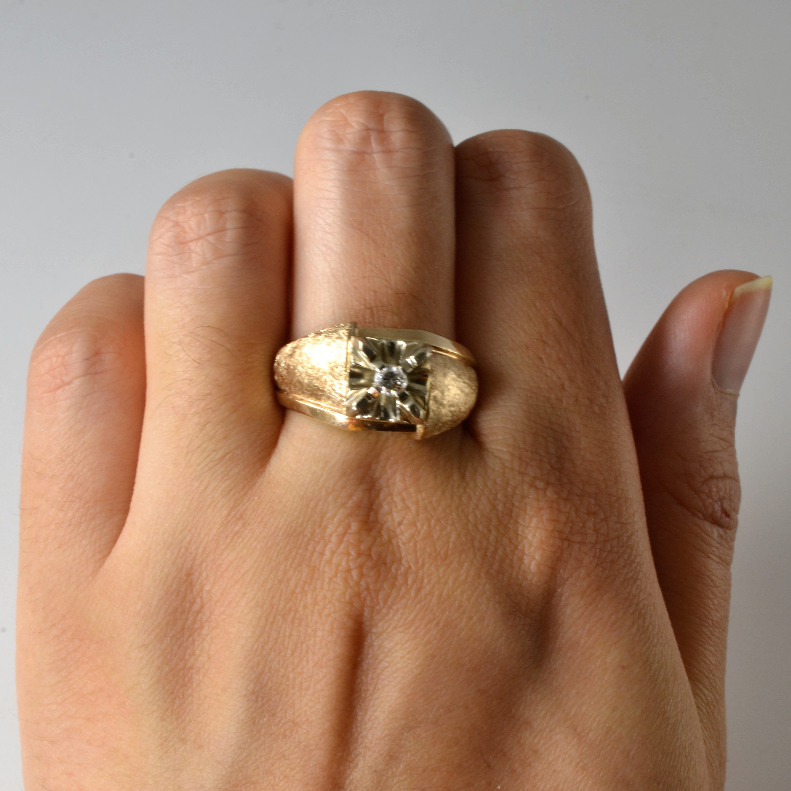 Claw Set Diamond Brushed Ring | 0.13ct | SZ 8.75 |