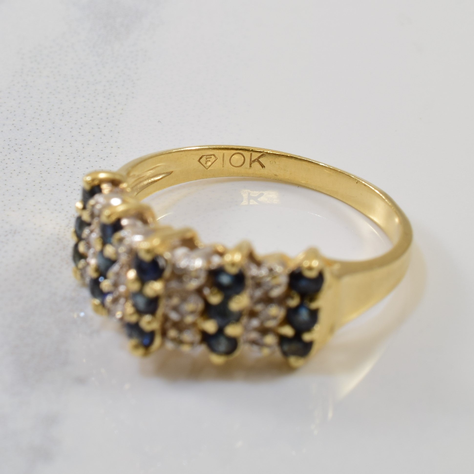Diamond & Sapphire Tapered Chevron Ring | 0.68ctw, 0.05ctw | SZ 6 |