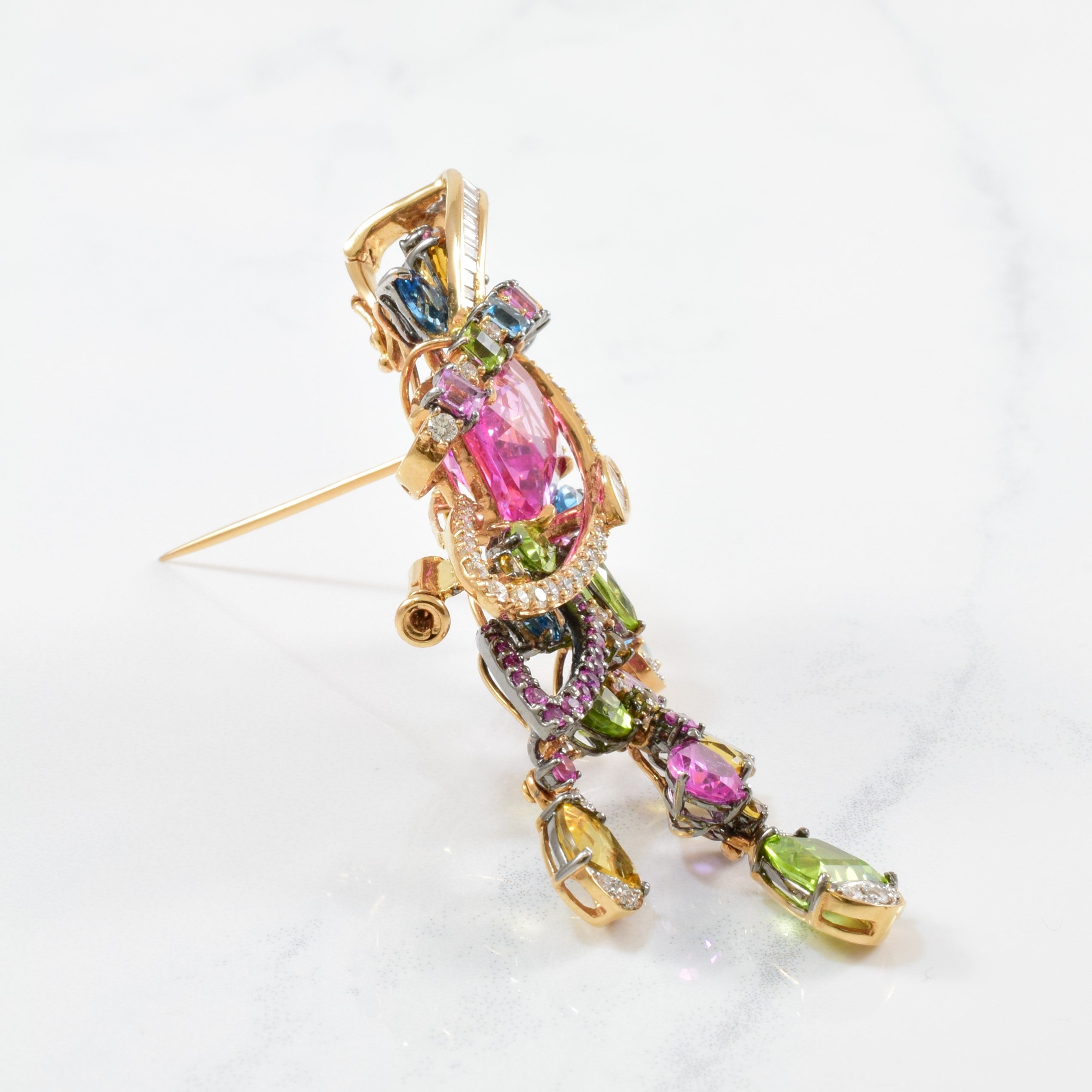 Broche multicolore fantaisie | 0,50 ct, 1,19 ct, 20,37 ct |