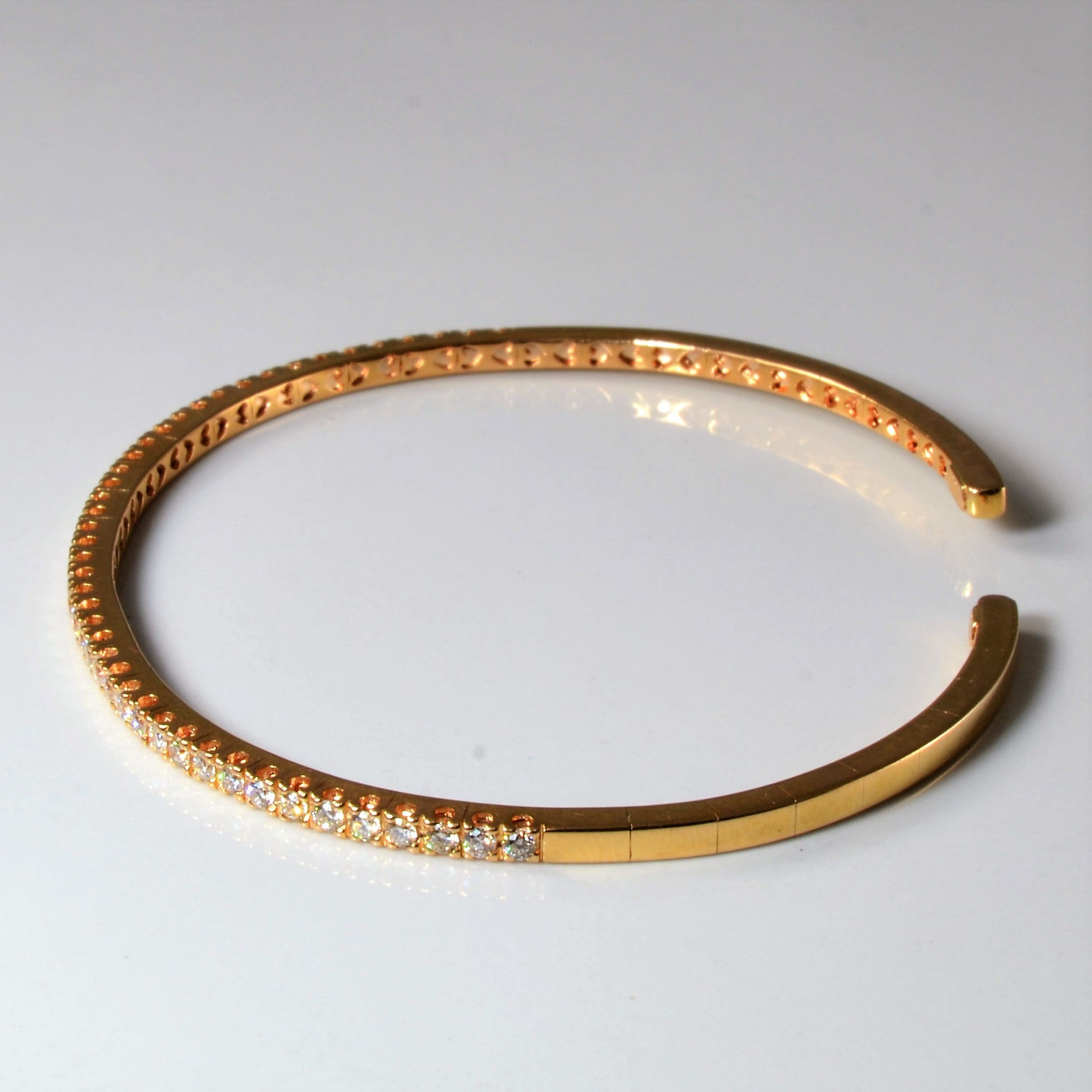 Pave Diamond Bangle Bracelet | 0.88ctw | 7"|