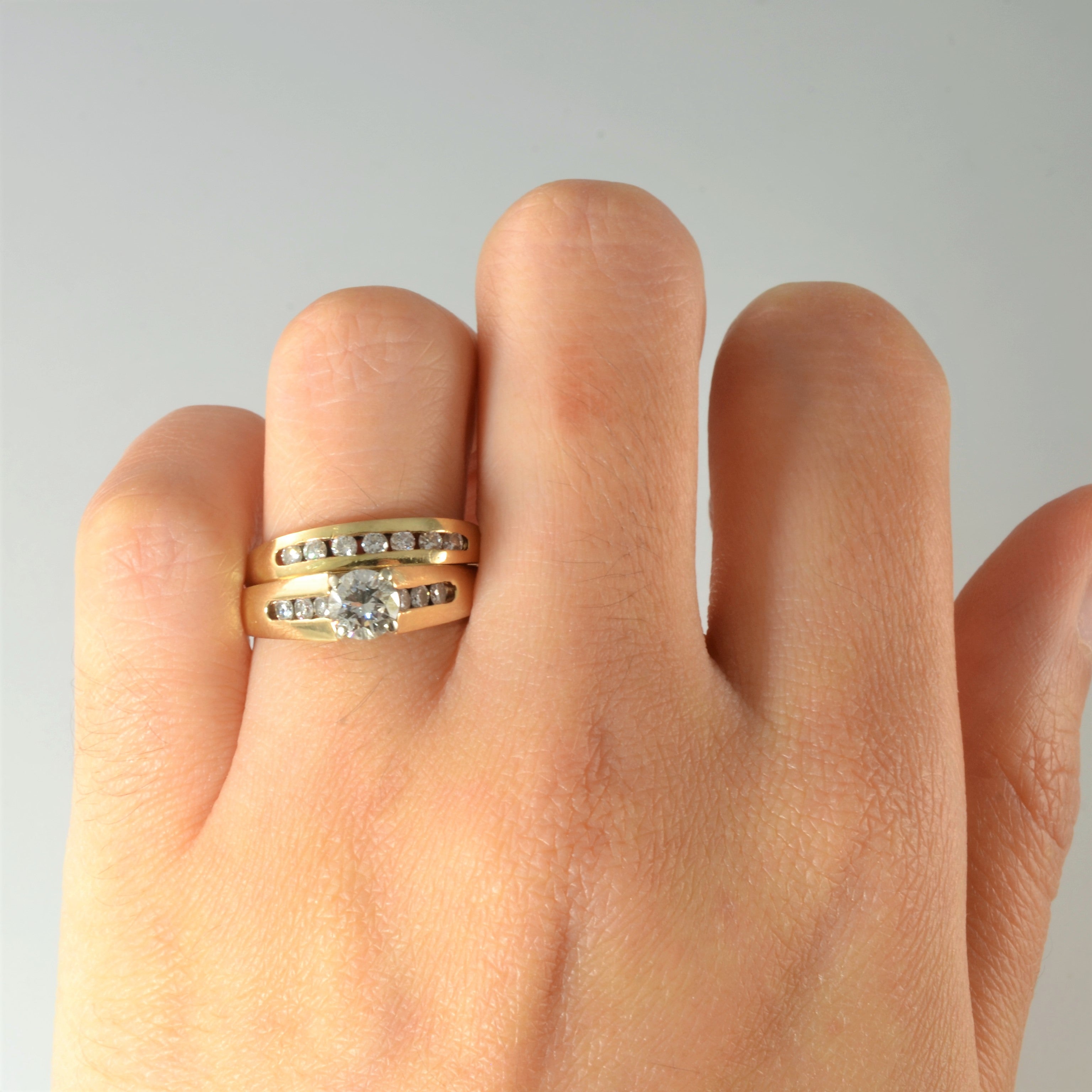 Channel Diamond Wedding Set | 0.77ctw | SZ 6.5 |