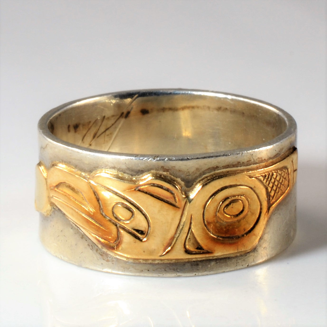 Silver & Gold Indigenous Eagle Art Band | SZ 10.75 |