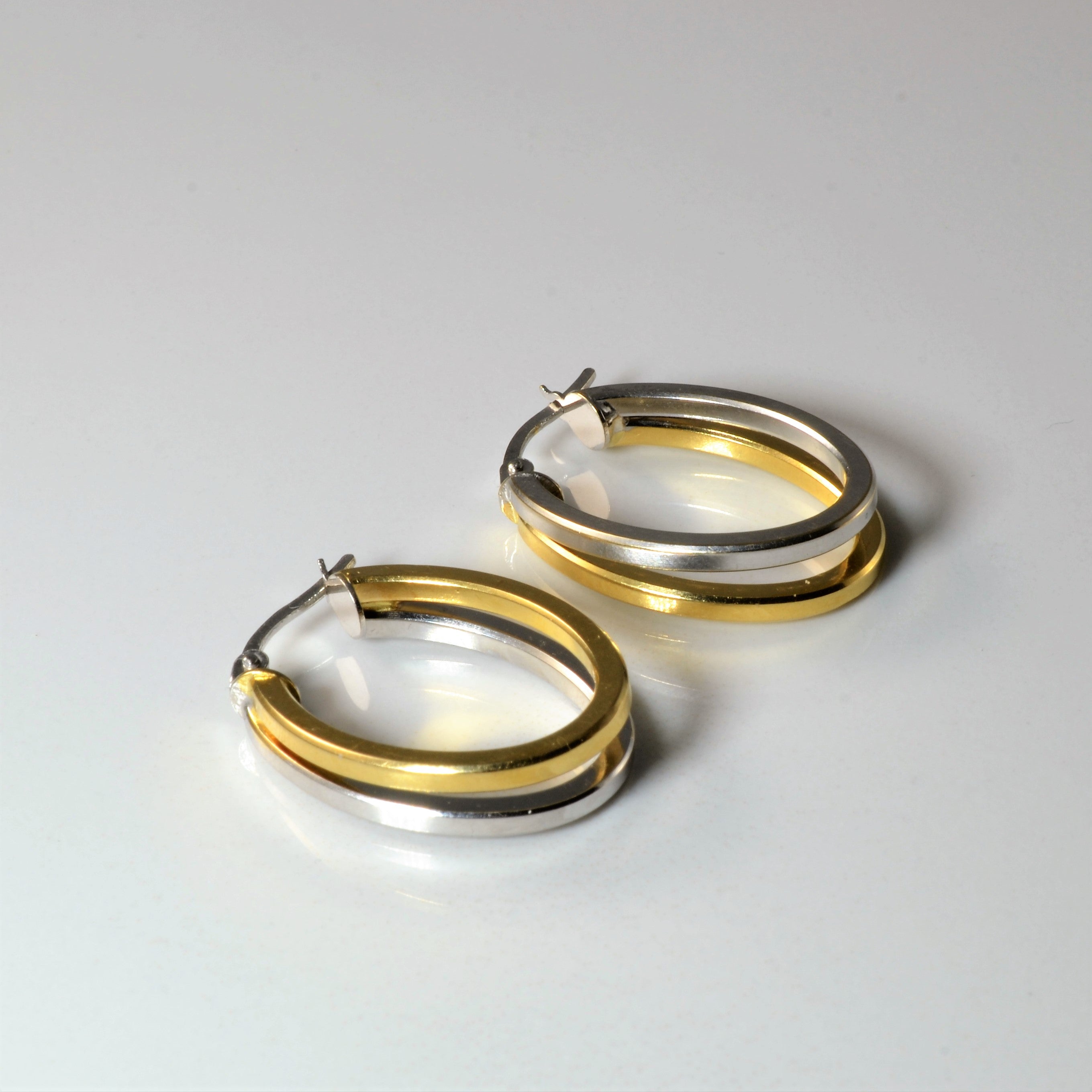 Two Tone Gold Hoop Earrings |