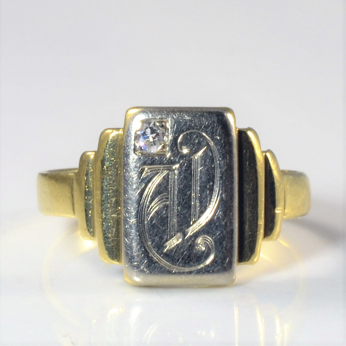 Initial 'AD' Diamond Signet Ring | 0.03ct | SZ 6 |