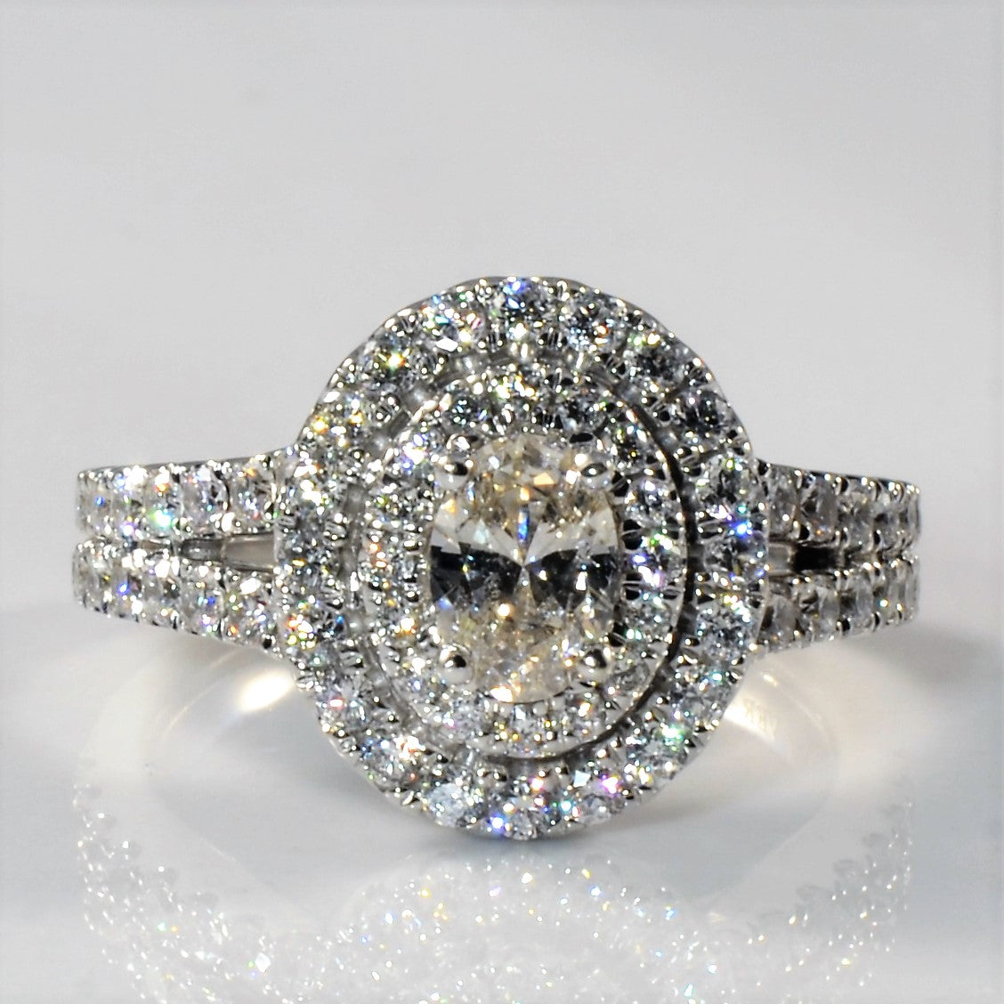 Vera Wang' Double Halo Oval Engagement Ring SZ - Main Image