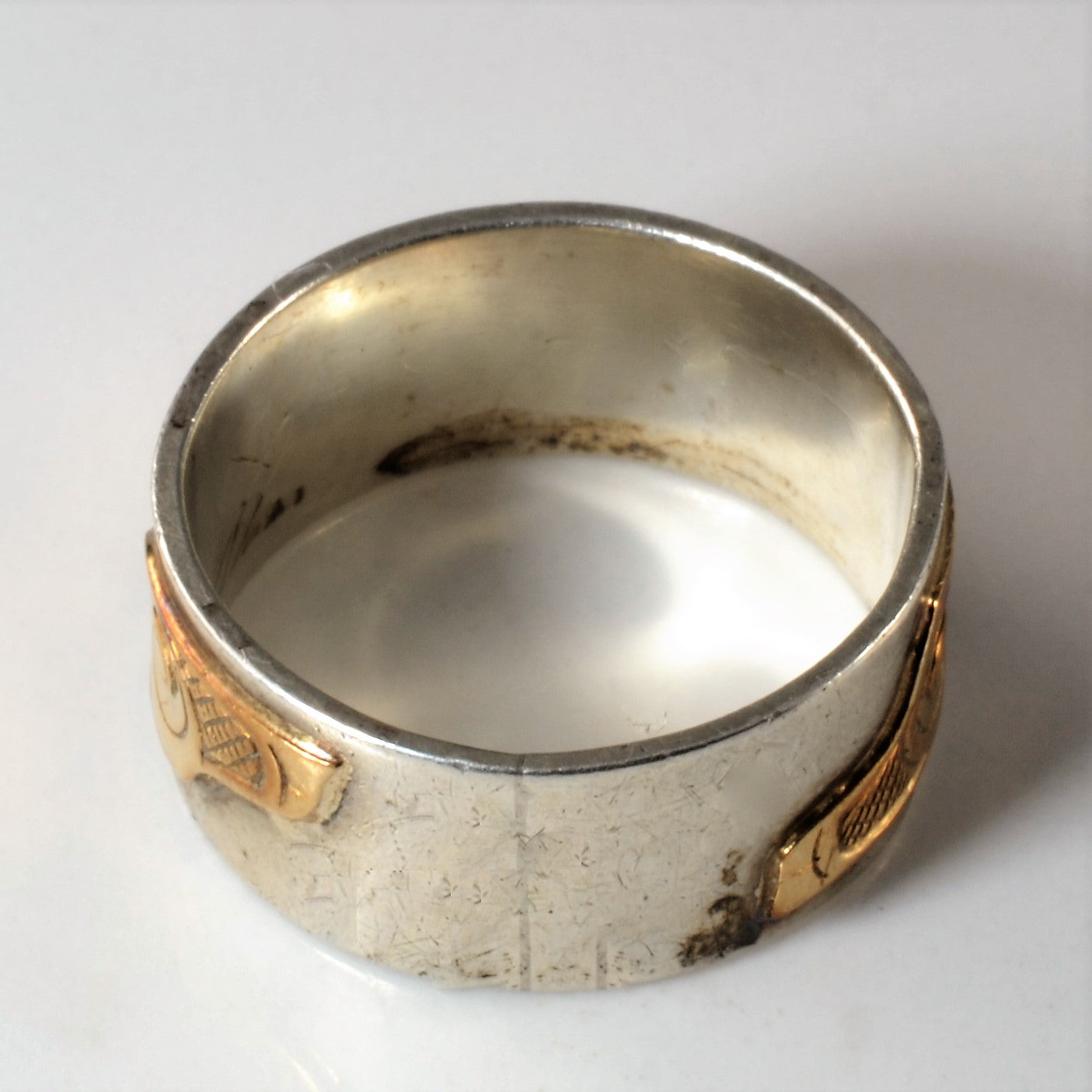 Silver & Gold Indigenous Eagle Art Band | SZ 10.75 |