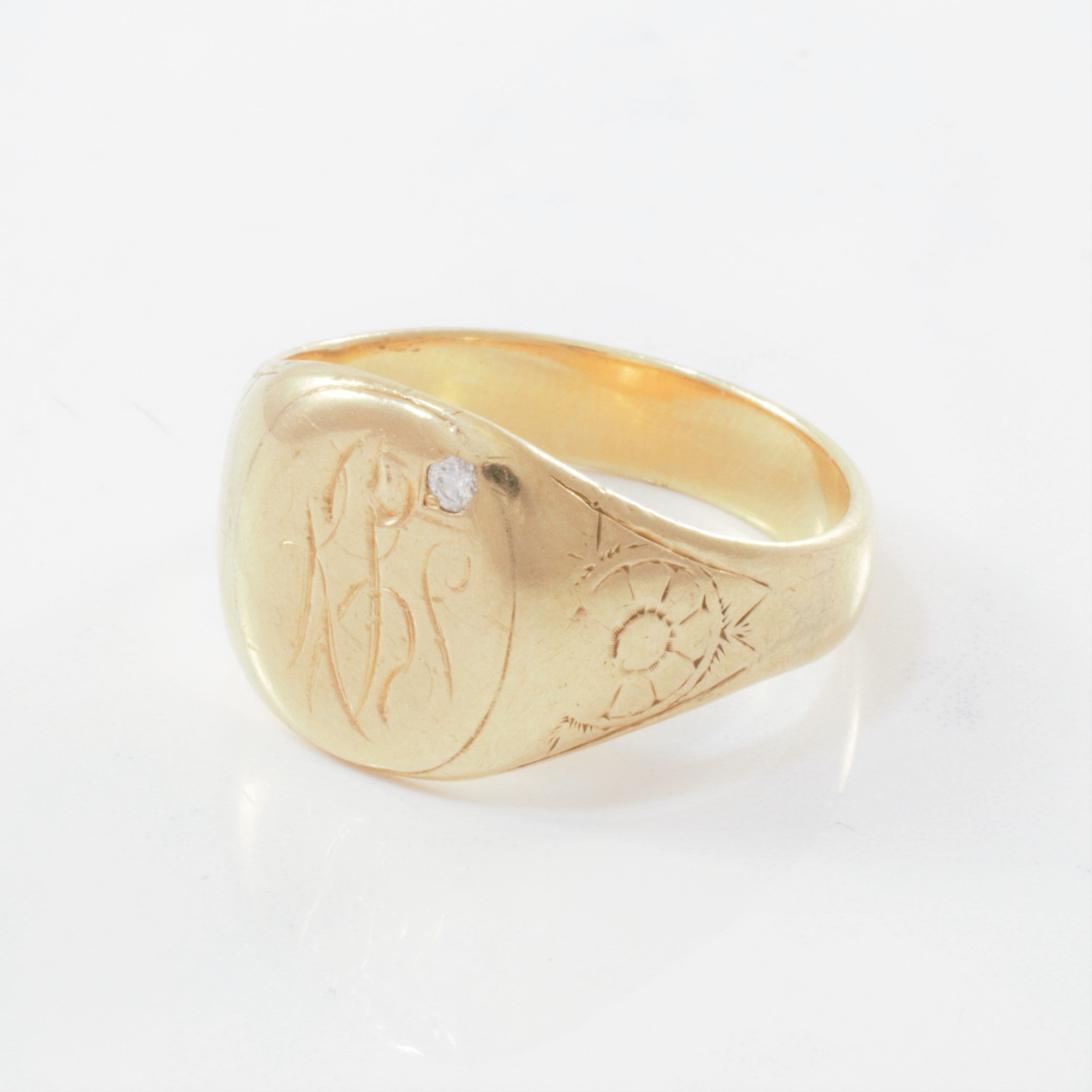 Diamond Signet Ring Circa 1950's | 0.03 ct | SZ 12.75 |