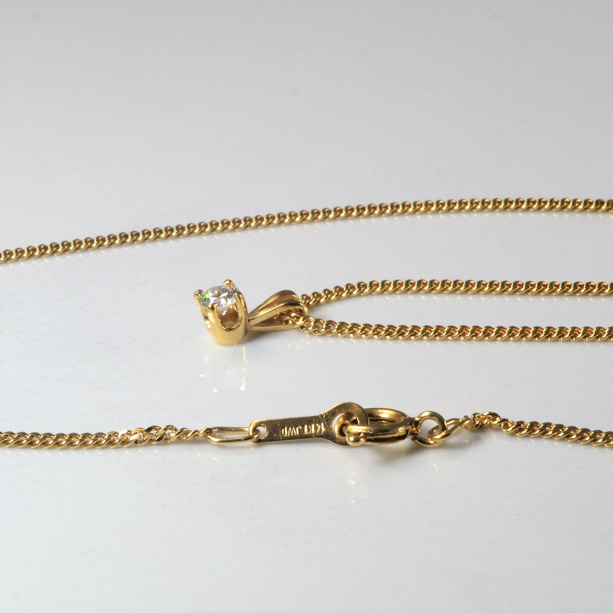 Split Bail Diamond Solitaire Necklace | 0.14ct | 18" |