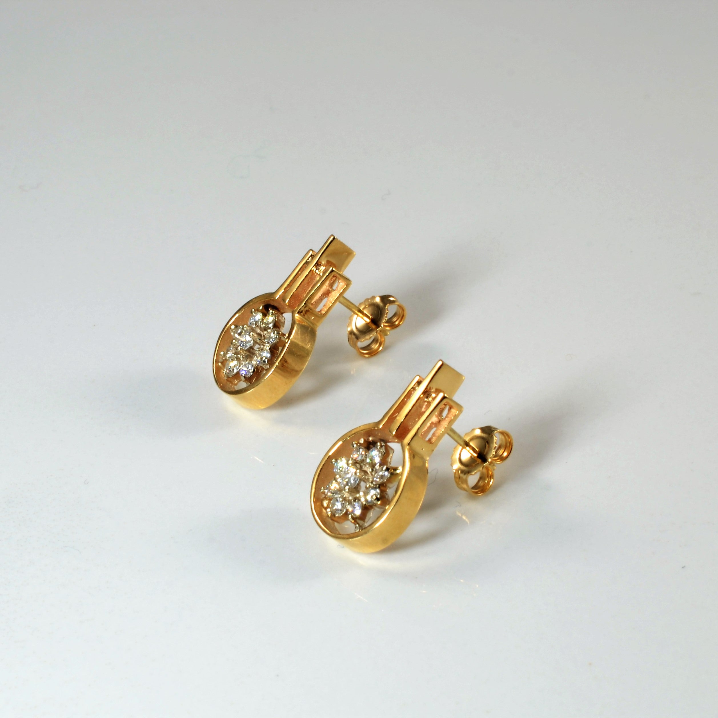 Floral Diamond Cluster Drop Earrings | 0.28ctw |