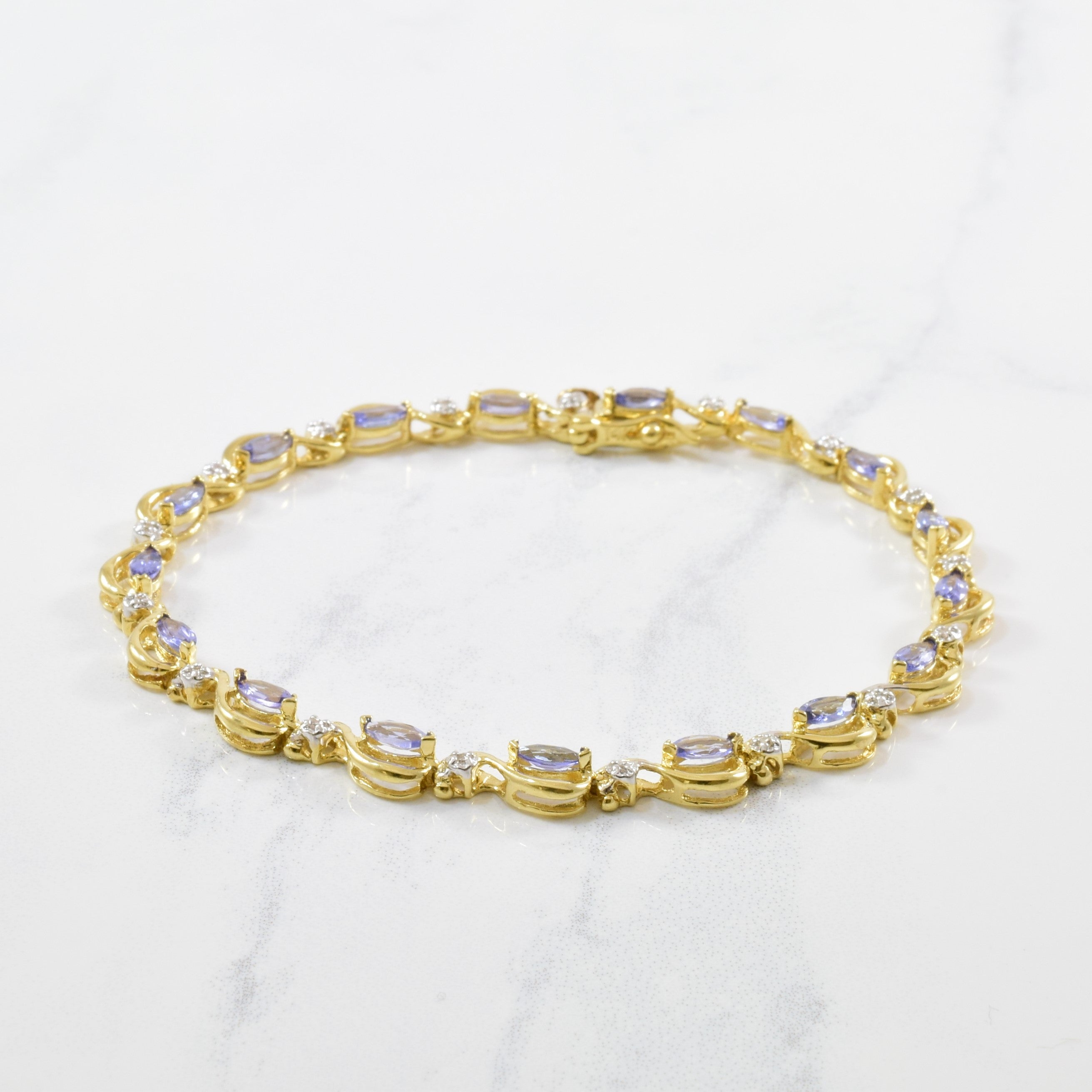 Tanzanite & Diamond Accented Gemstone Bracelet | 2.20ctw, 0.04ctw | 7.5" |