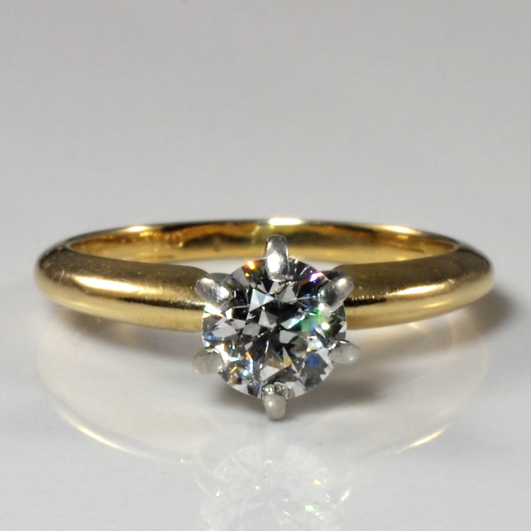 Bague de fiançailles solitaire six griffes style ancien européen | 0,54 ct | Taille 3,75 |