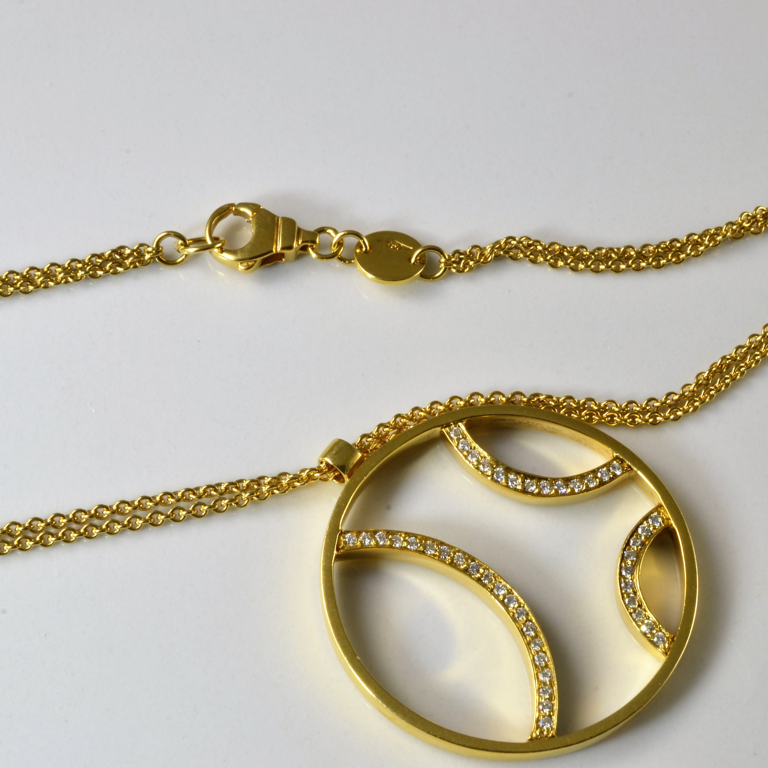 Textured Circle Diamond Pendant Necklace | 0.22ctw | 16"|