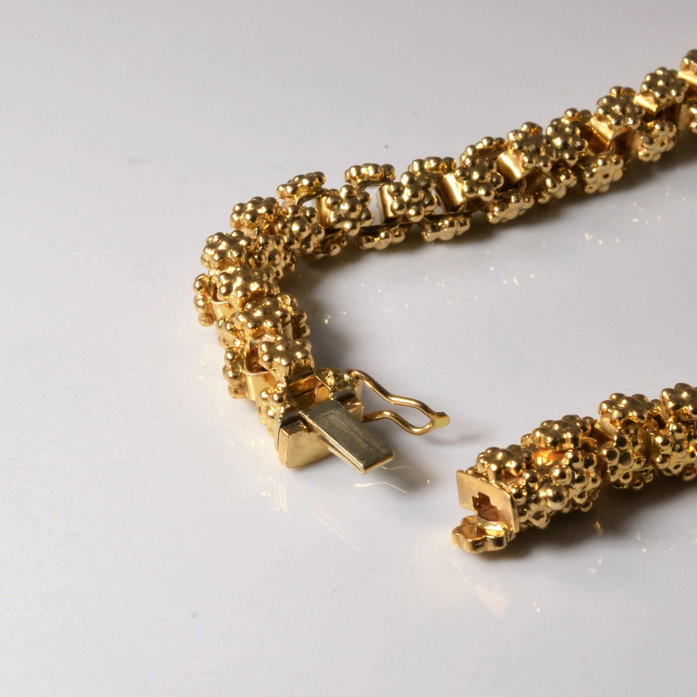 Vintage Italian Hallmarked 18k Popcorn Chain Bracelet | 8" |