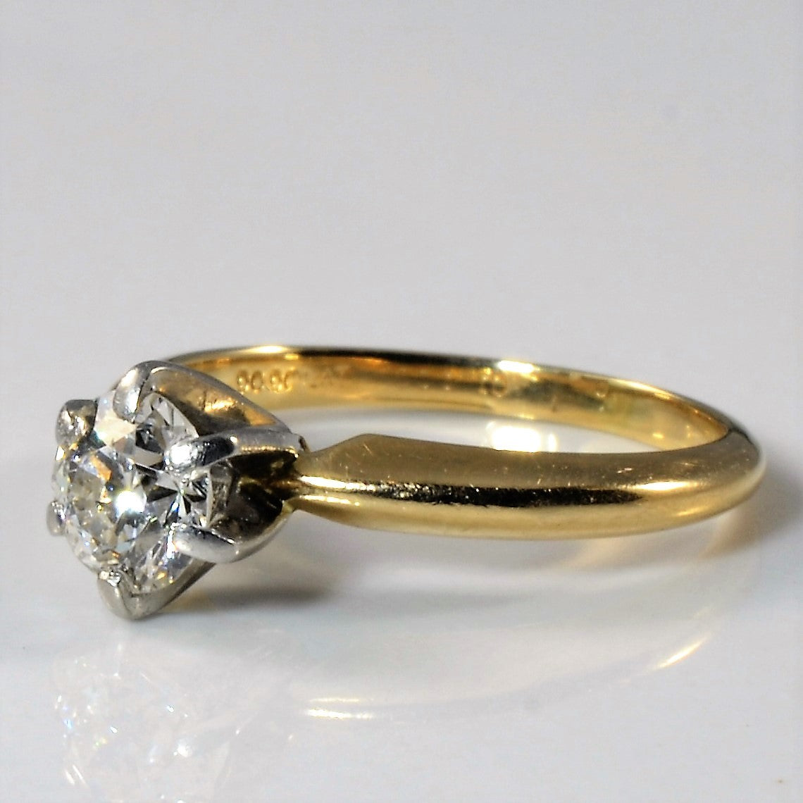 Bague de fiançailles solitaire six griffes style ancien européen | 0,54 ct | Taille 3,75 |