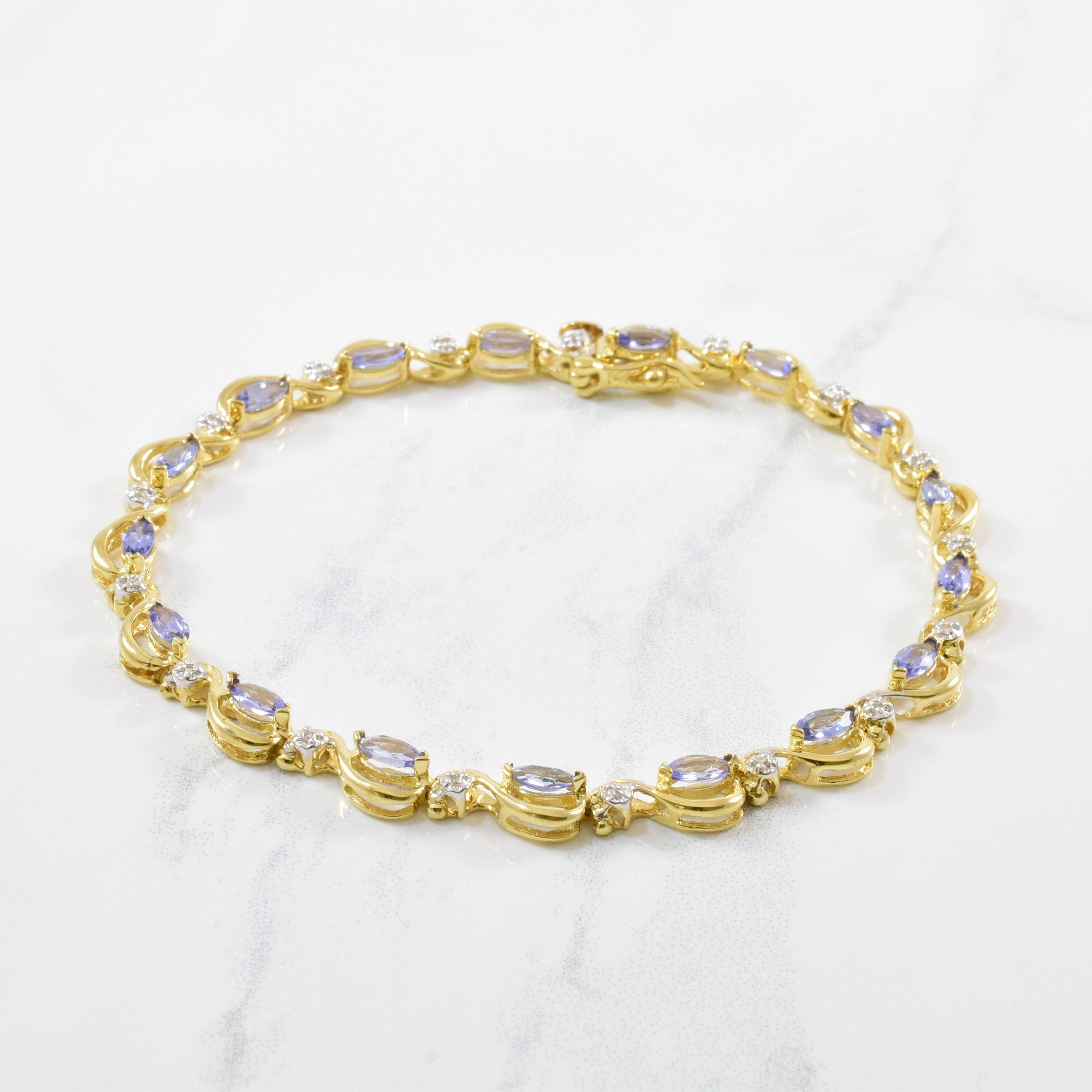 Tanzanite & Diamond Accented Gemstone Bracelet | 2.20ctw, 0.04ctw | 7.5" |