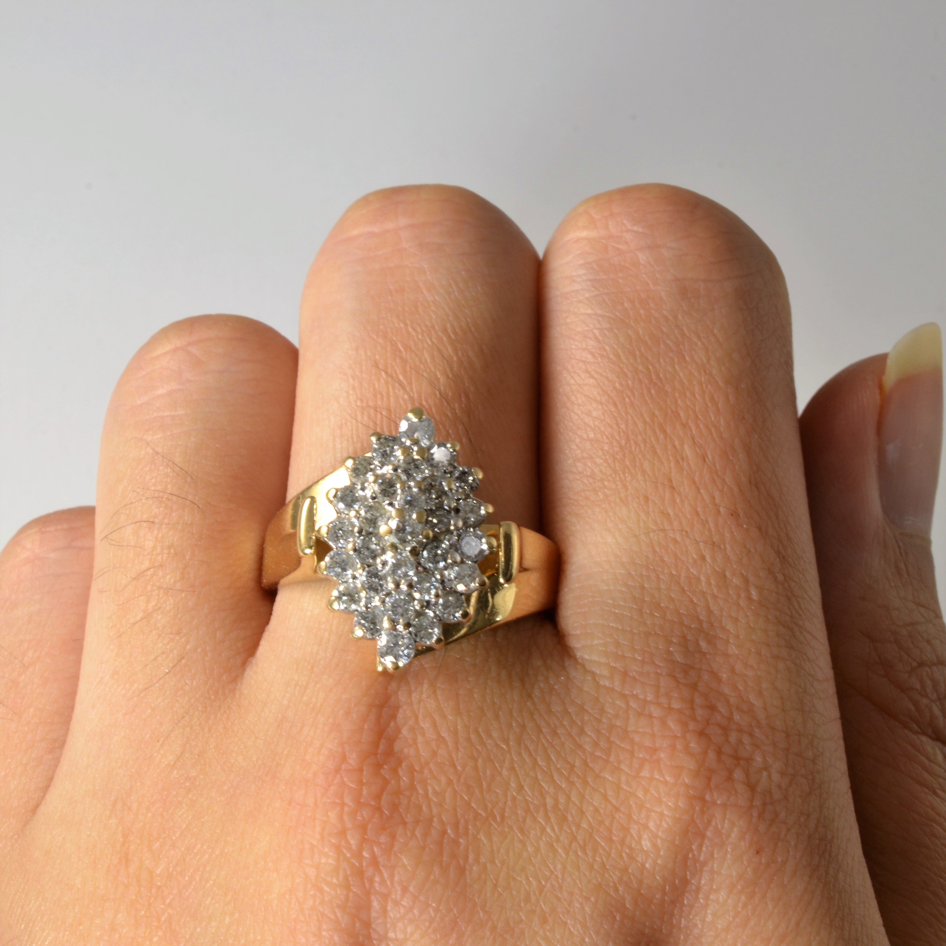 Marquise Shaped Diamond Bypass Ring | 1.00ctw | SZ 8.75 |