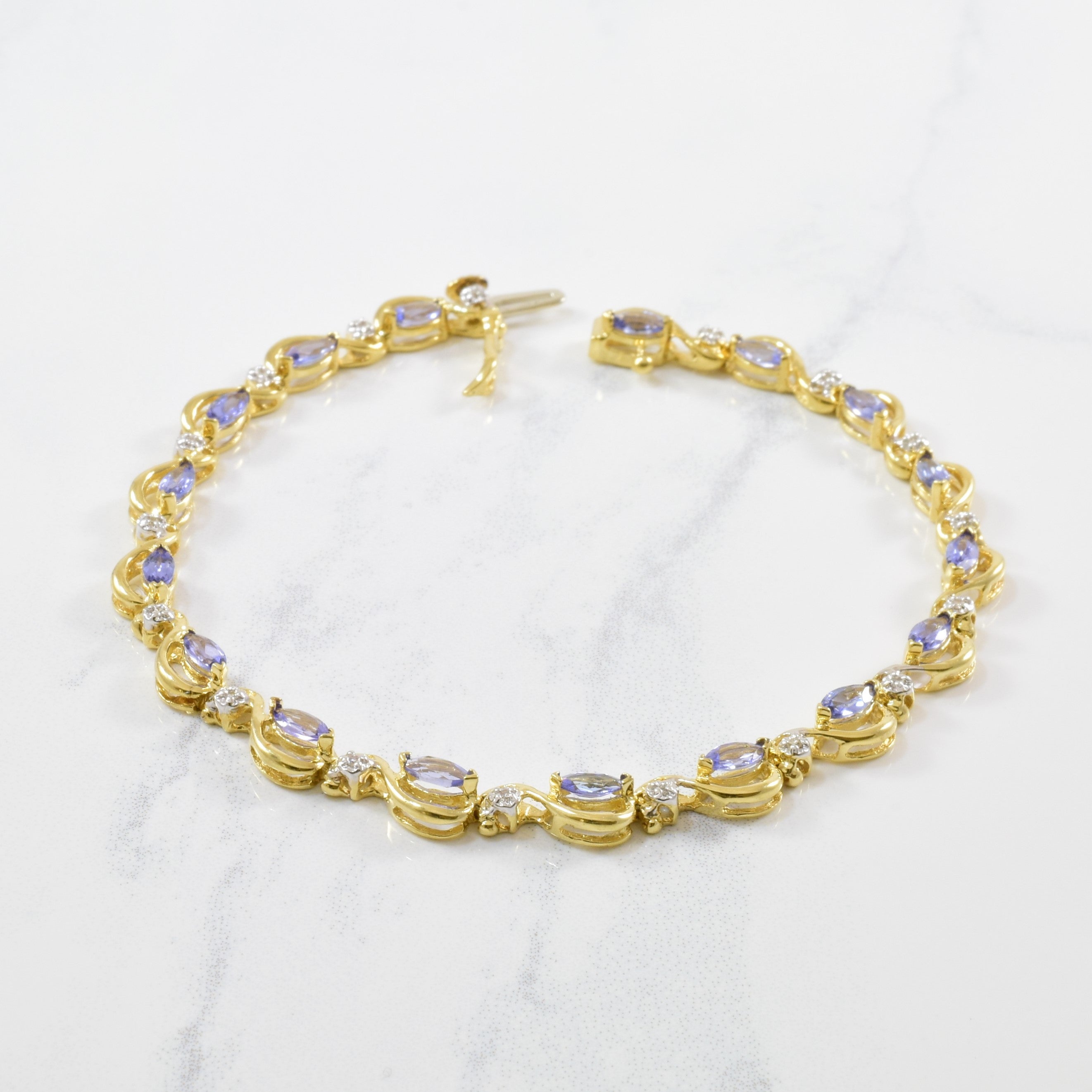 Tanzanite & Diamond Accented Gemstone Bracelet | 2.20ctw, 0.04ctw | 7.5" |