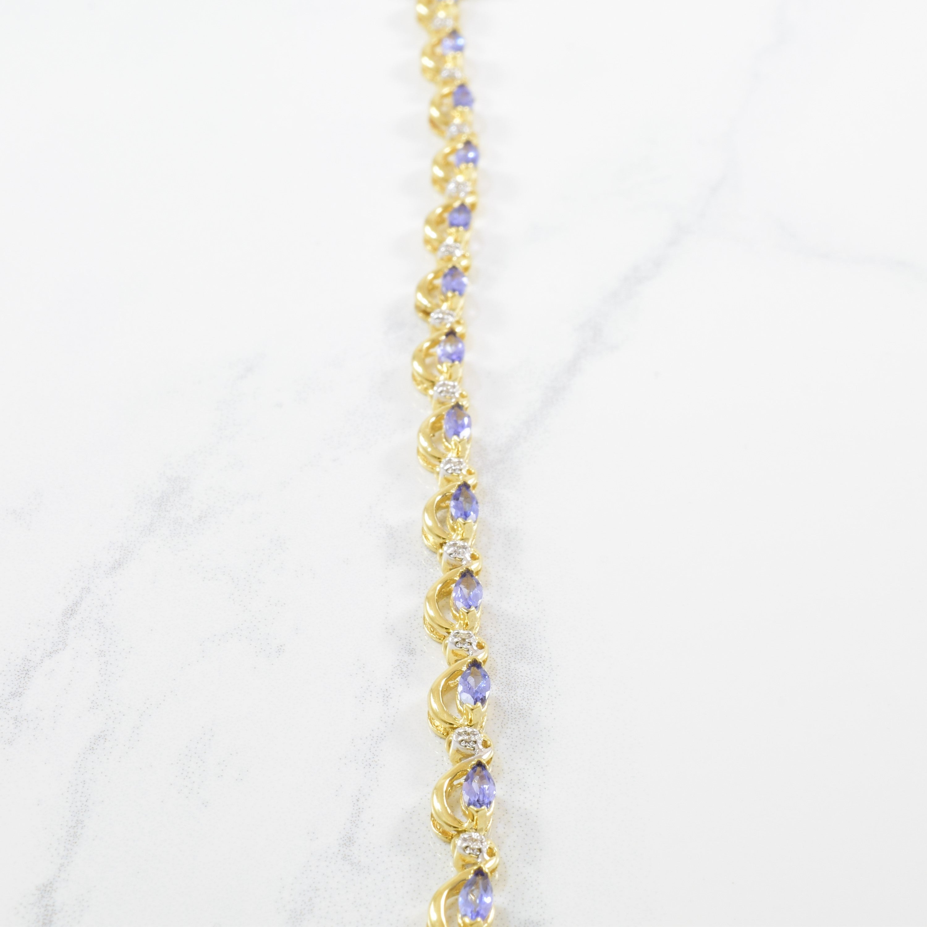 Tanzanite & Diamond Accented Gemstone Bracelet | 2.20ctw, 0.04ctw | 7.5" |
