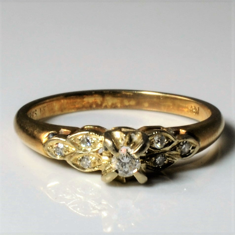 Bague florale en diamant | 0,10 ct | Taille 5,75 |