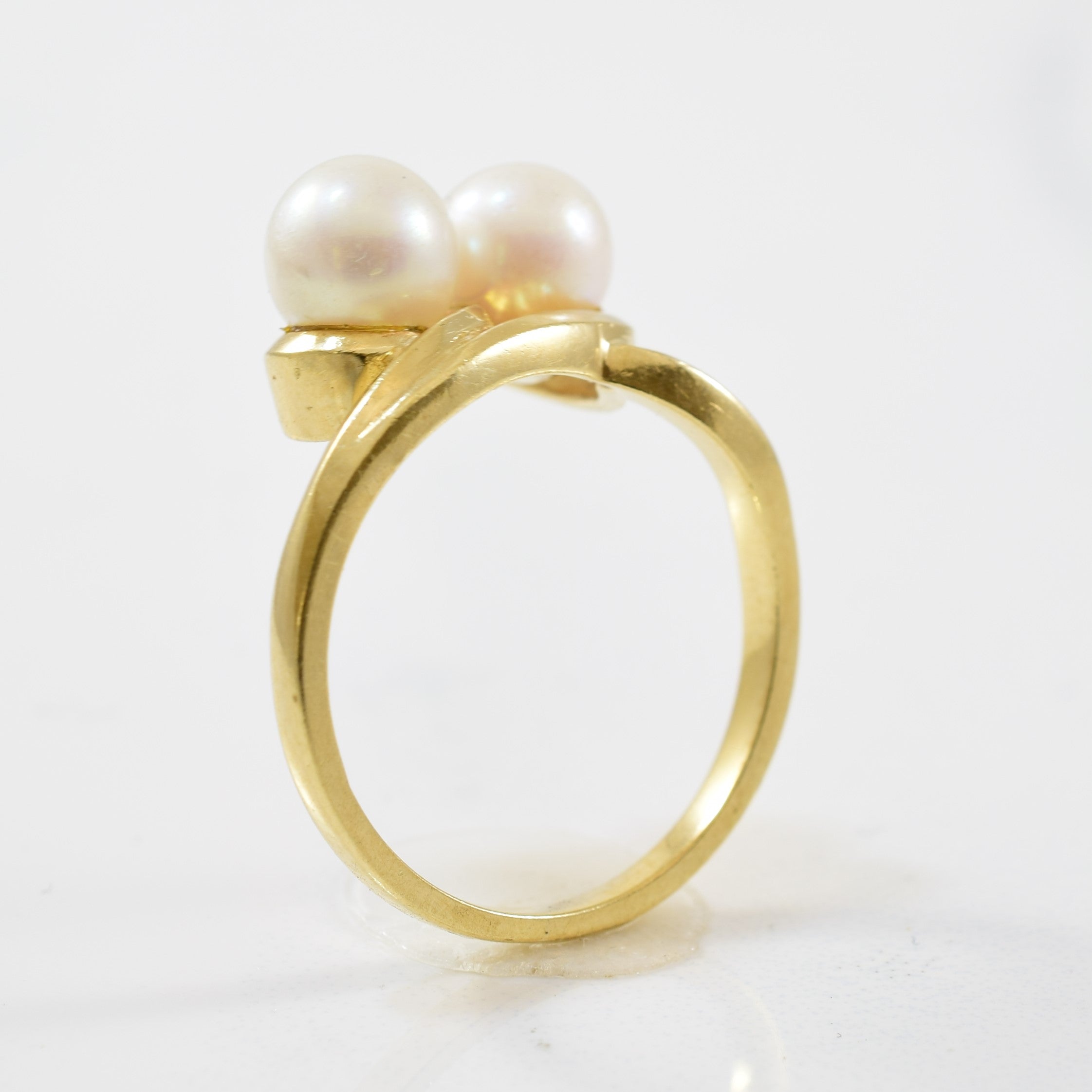 Double Pearl Crossover Ring | 3.20ctw | SZ 6 |