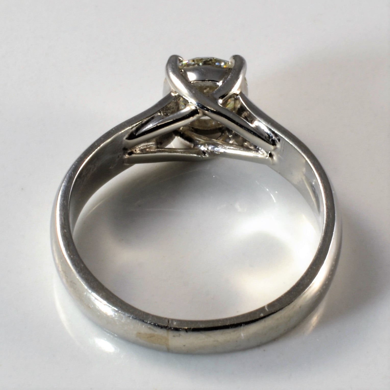 Crossed Cathedral Solitaire Diamond Ring | 0.73ct | SZ 5.5 |