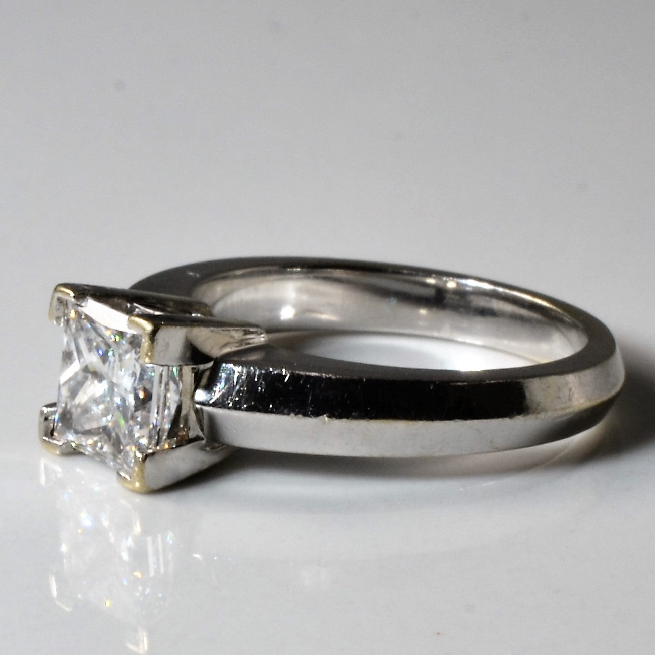 Princess Cut Diamond Knife Edge Engagement Ring | 0.98ct SI2 F/G | SZ 3.5 |