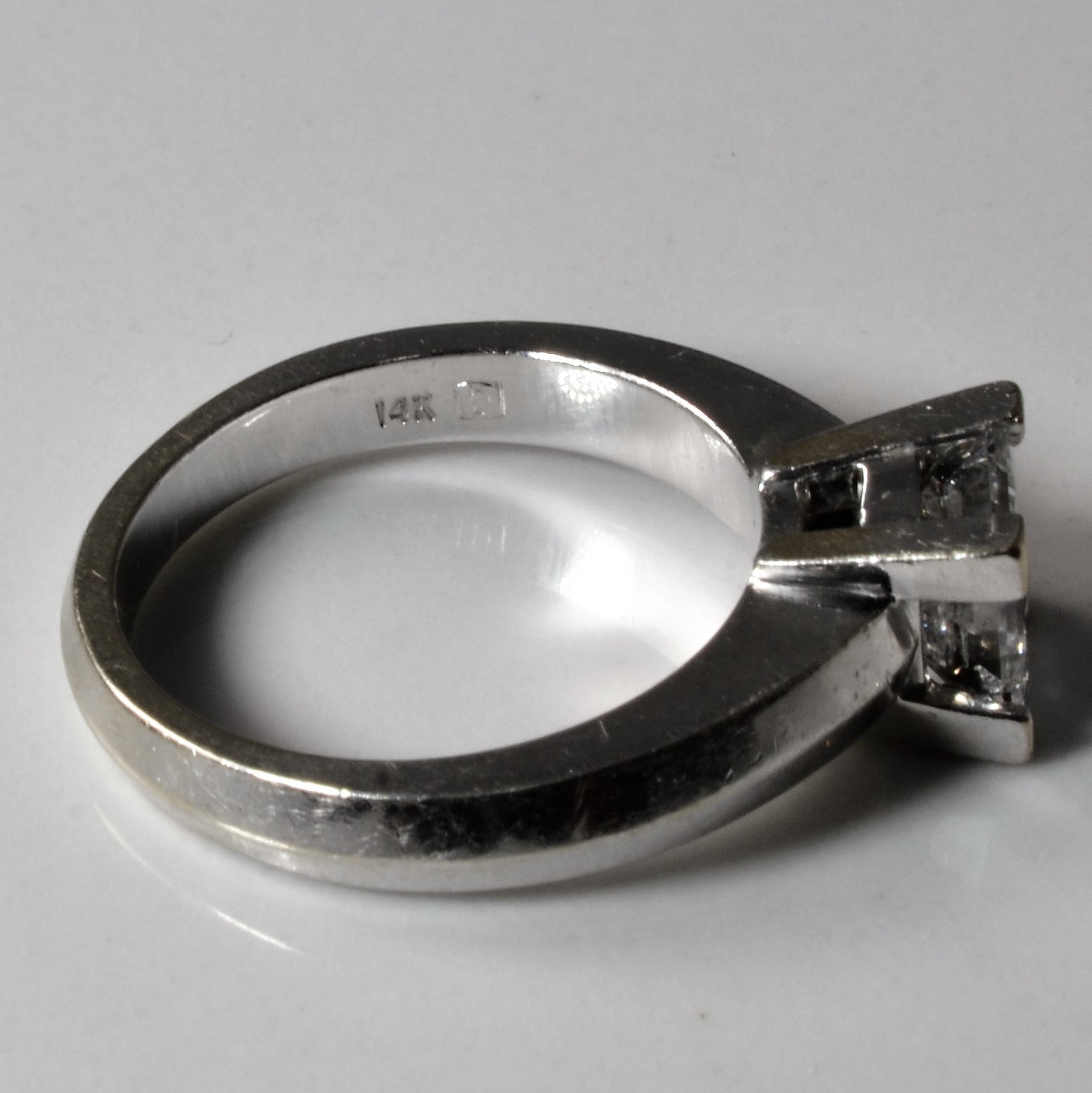 Princess Cut Diamond Knife Edge Engagement Ring | 0.98ct SI2 F/G | SZ 3.5 |