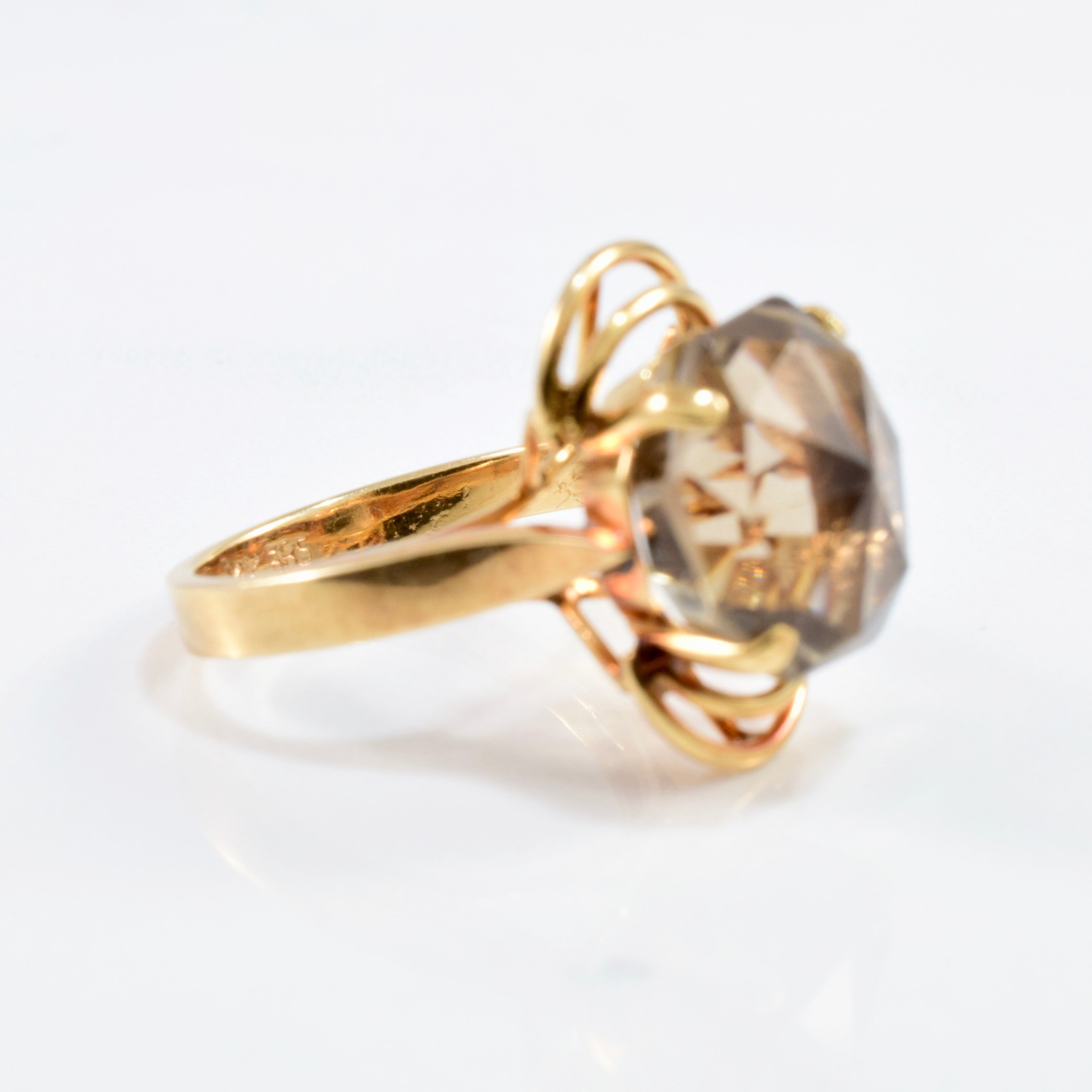 Vintage Smoky Quartz Cocktail Ring | SZ 4.25 |