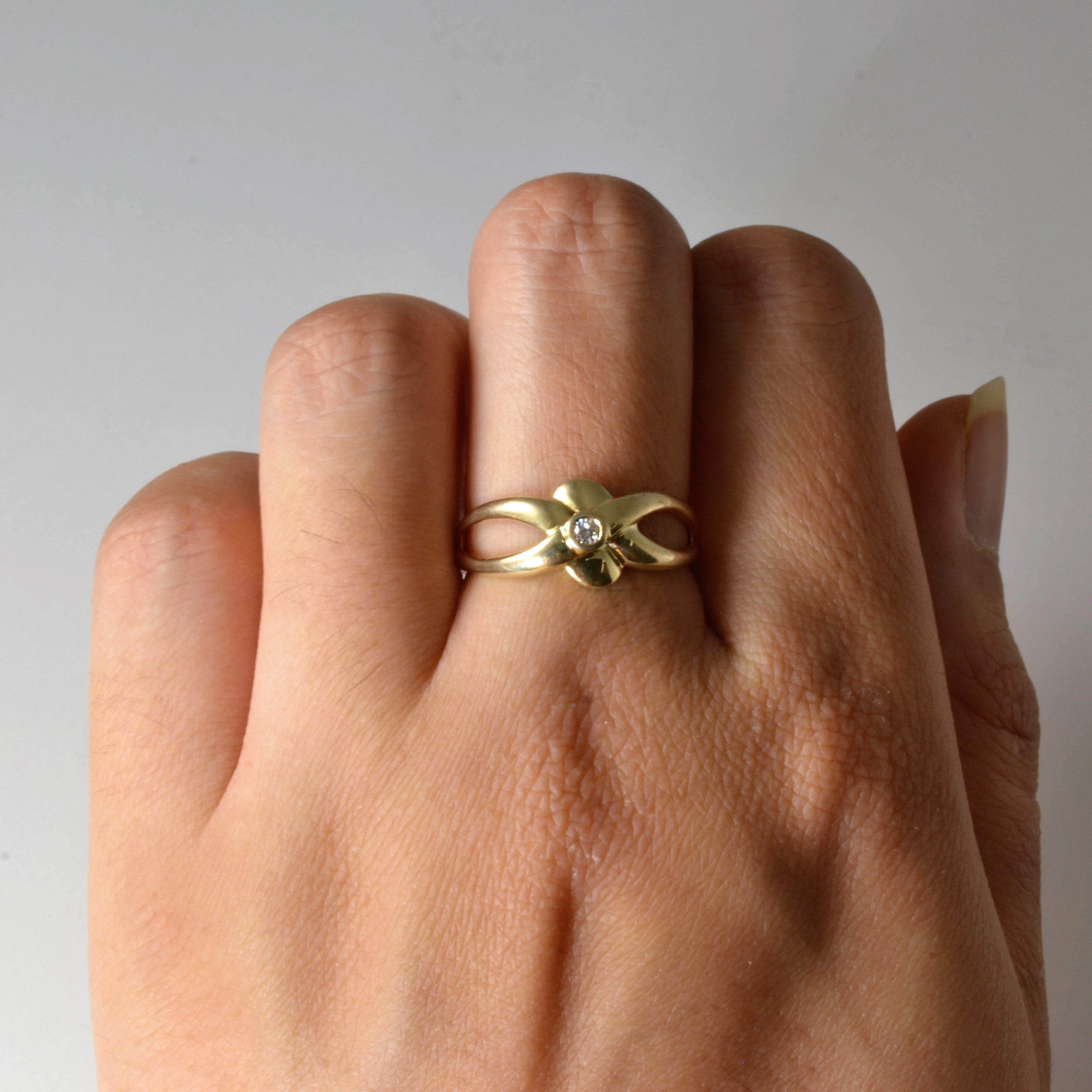 Bezel Set Diamond Crossover Ring | 0.04ct | SZ 7.25 |
