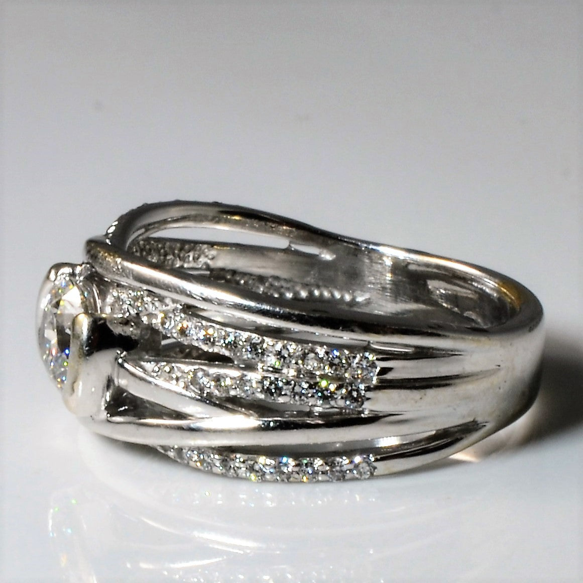 Semi Bezel Diamond Bypass Ring | 0.80ctw | SZ 6.75 |