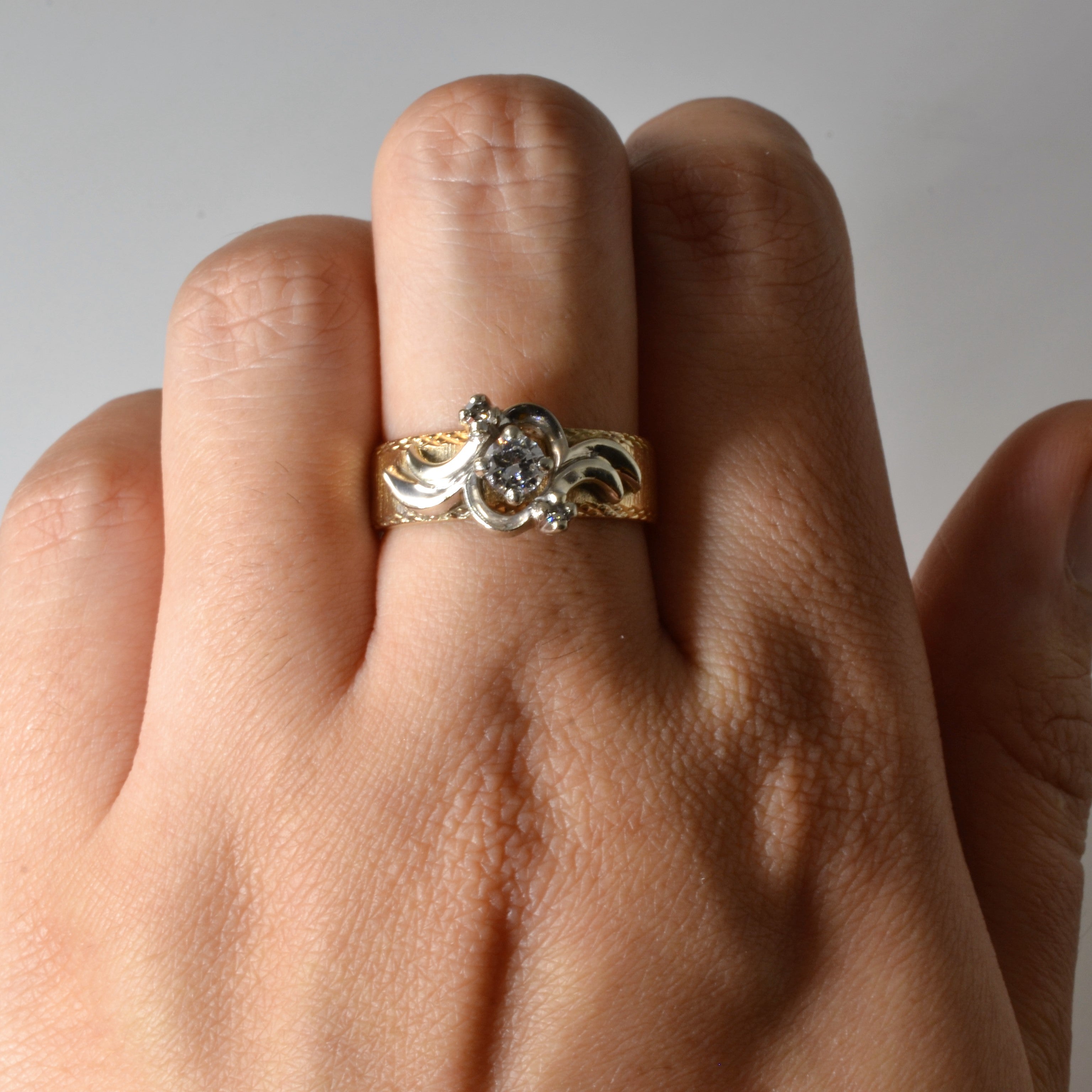 Three Stone Diamond Swirl Bypass Ring | 0.30ctw | SZ 7.5 |