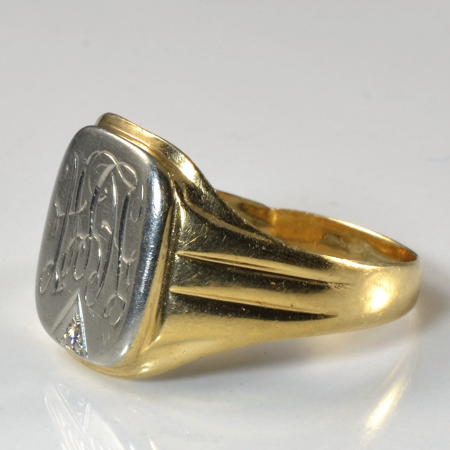 Initial 'HLH' Diamond Signet Ring | 0.01ct | SZ 10 |