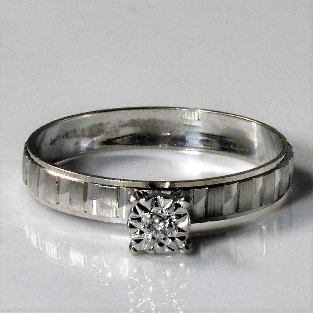 Bague solitaire en diamant à motifs | 0,005 ct | Taille 6 |