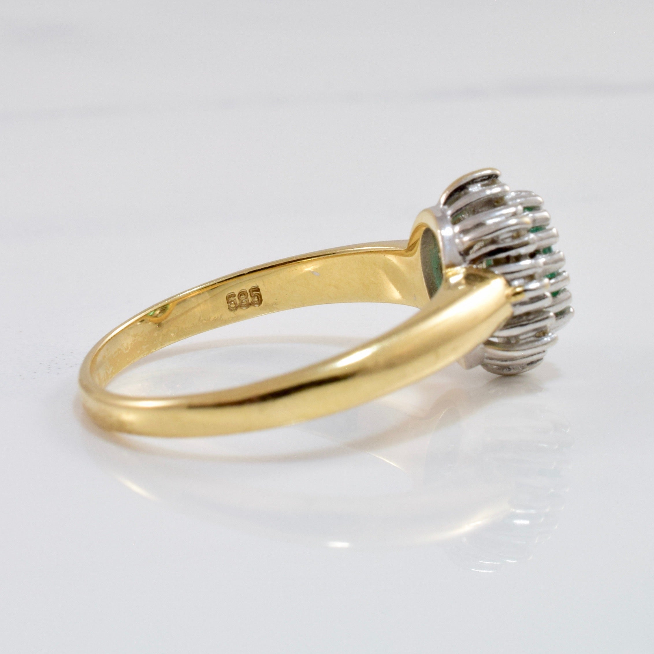 Snowflake Style Emerald and Diamond Ring | 0.05 ctw SZ 6.75 |