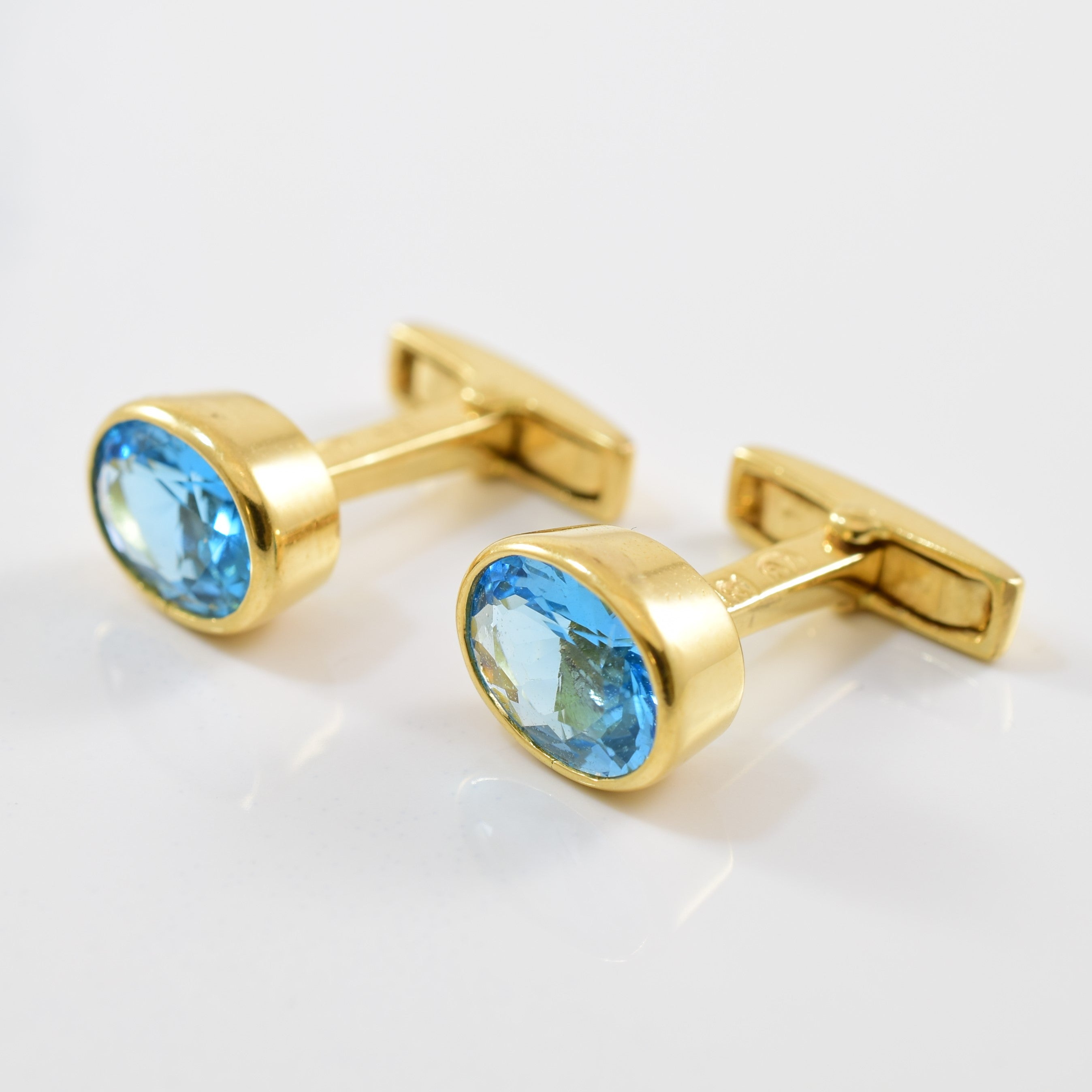 Oval Cut Blue Topaz Cuff Links | 4.00ctw |