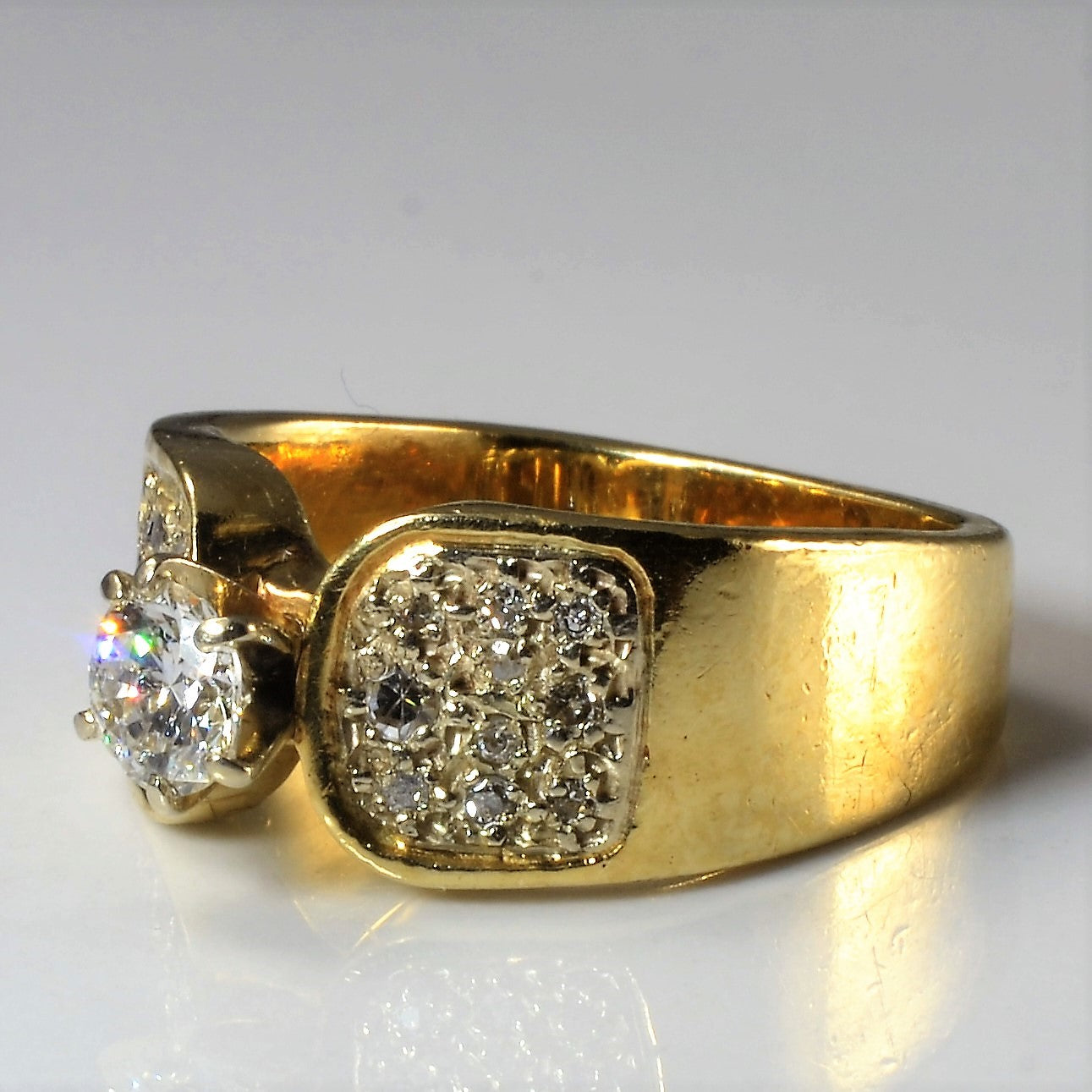 Wide Band Pave Detailed Engagement Ring | 0.61ctw | SZ 5.5 |