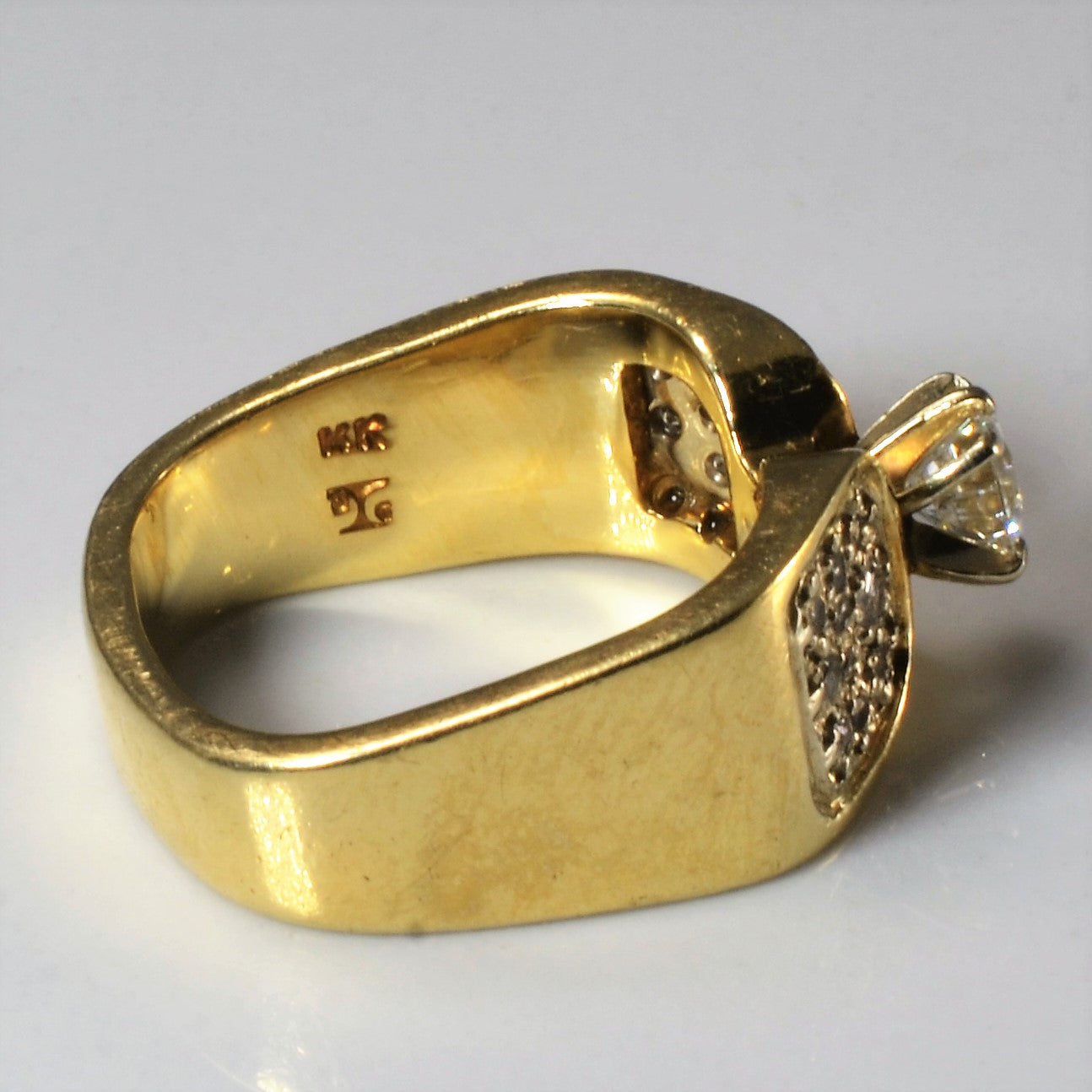 Wide Band Pave Detailed Engagement Ring | 0.61ctw | SZ 5.5 |