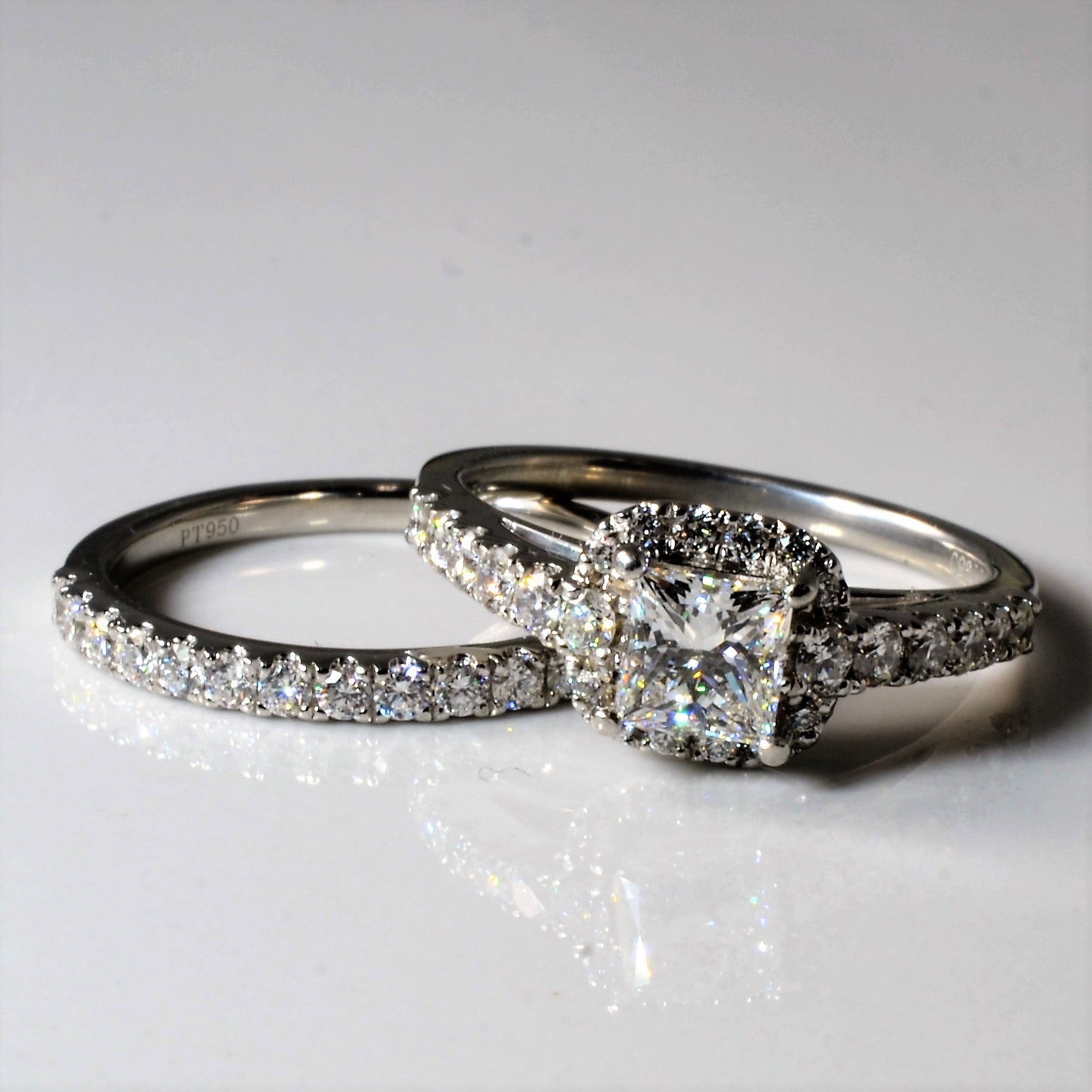Princess Halo Diamond Wedding Set | 1.43ctw | SZ 7 |