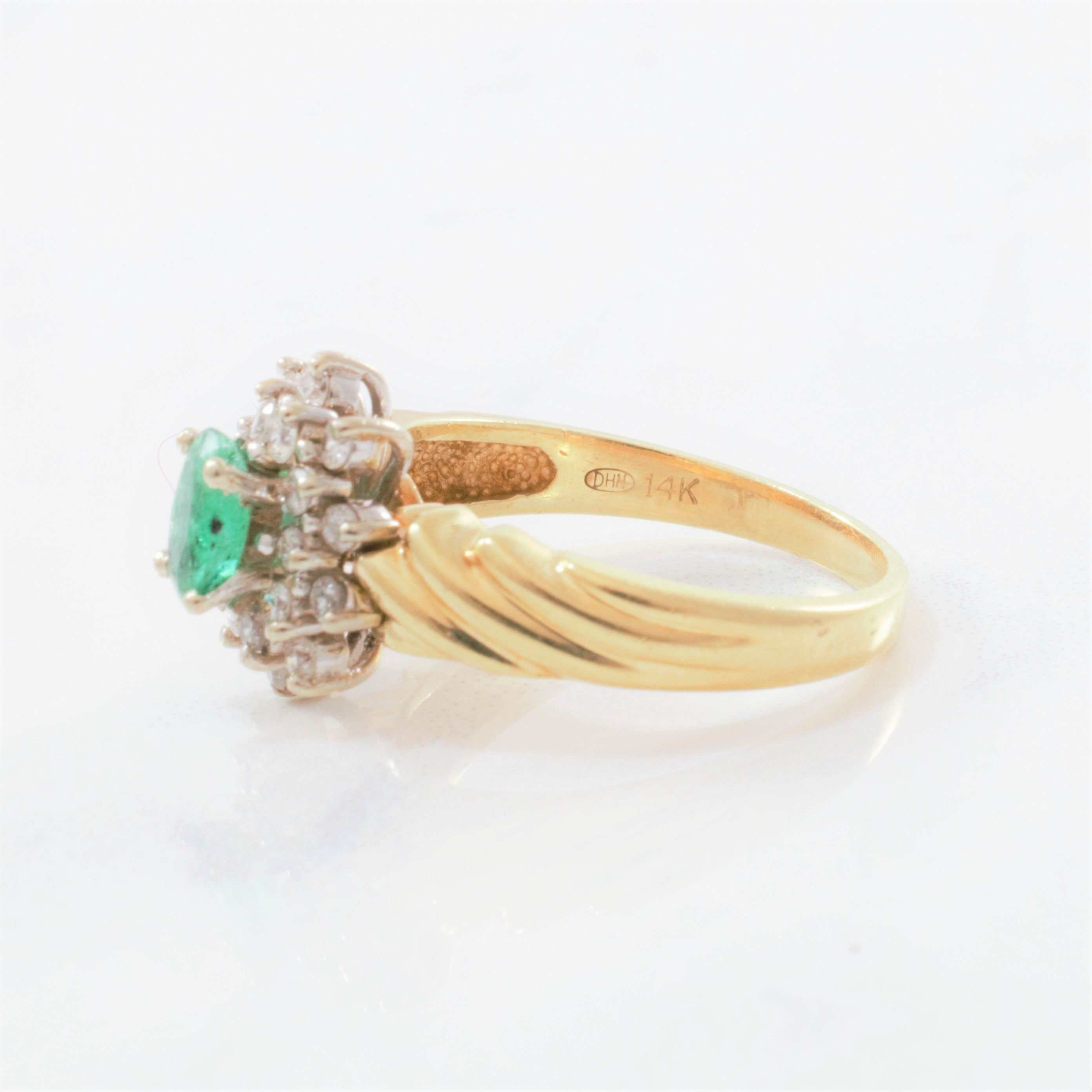Emerald & Diamond Halo Ring | 0.30ctw, 0.38ct | SZ 5.75 |