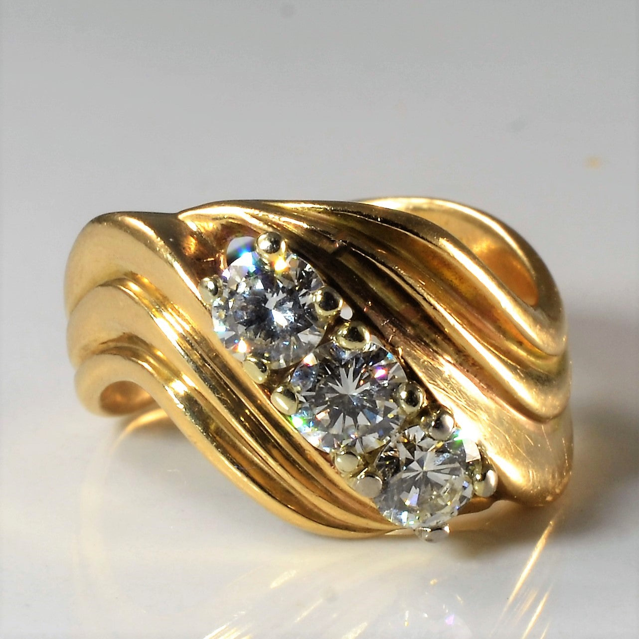 Bypass Three Stone Diamond Ring | 0.84ctw | SZ 5.5 |