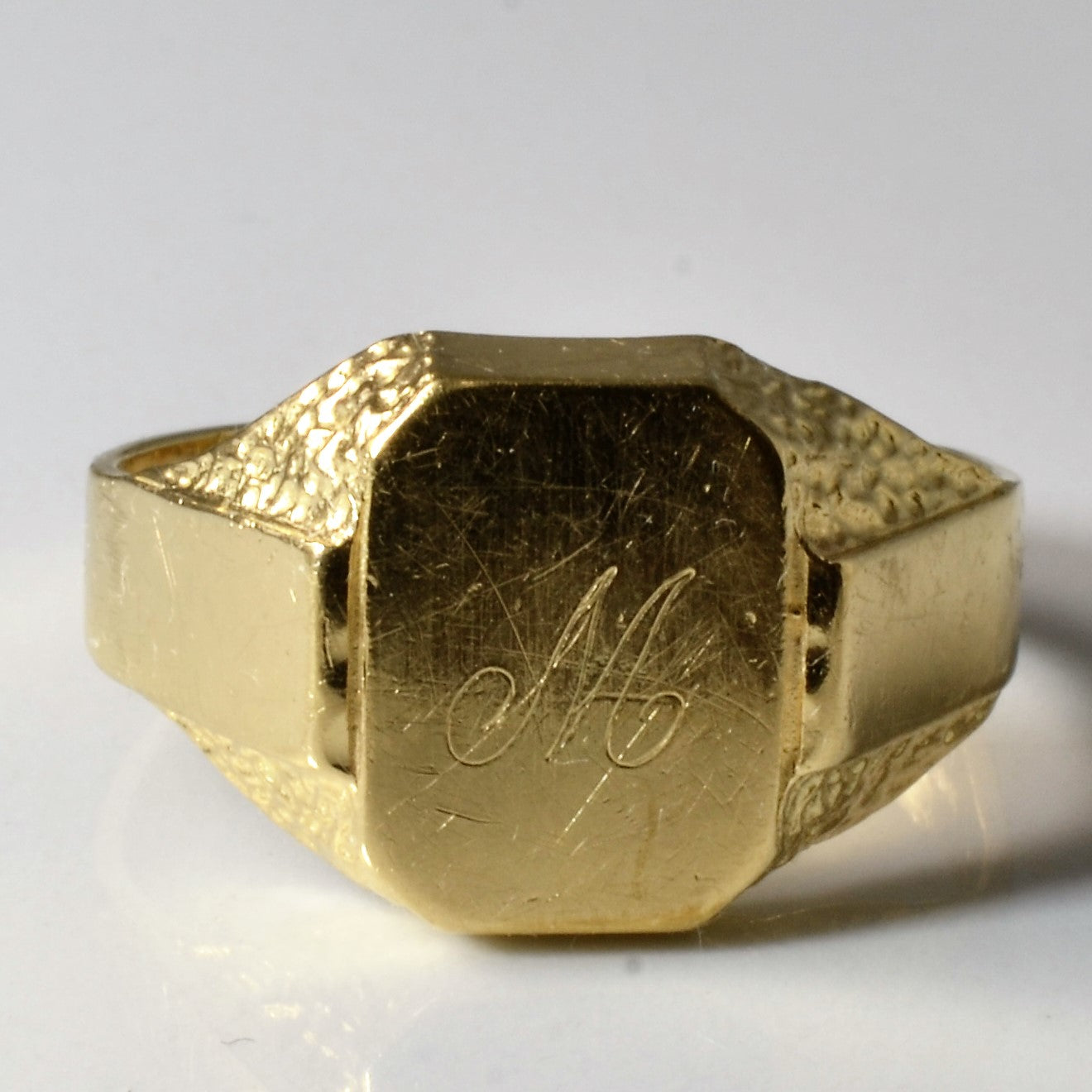 Yellow Gold Initial 'M' Signet Ring | SZ 11.25 |