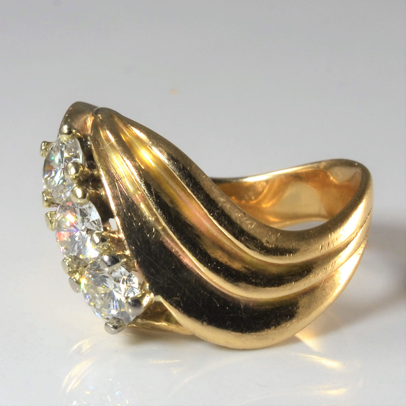 Bypass Three Stone Diamond Ring | 0.84ctw | SZ 5.5 |