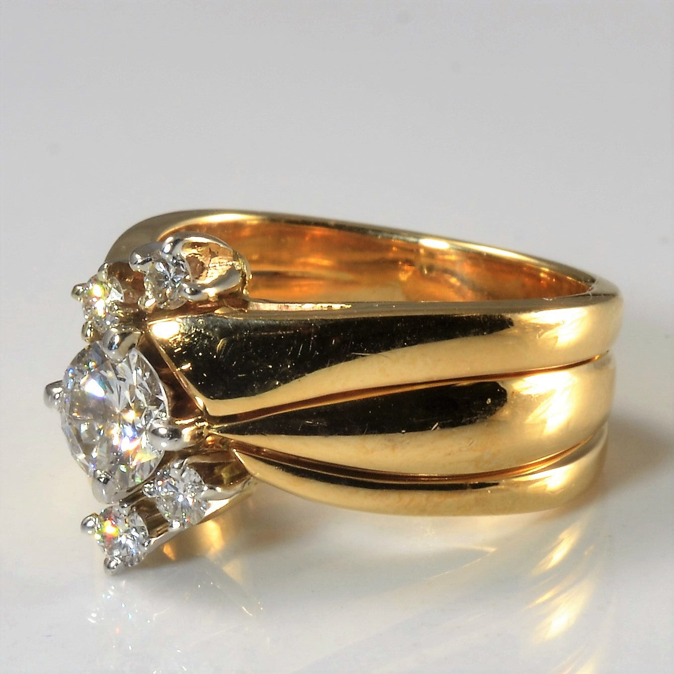 Soldered Bypass Diamond Wedding Set | 0.68ctw | SZ 4.75 |